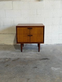 Rosewood Nightstand Side Table with Two Drawers Made in Denmark MCM 1960s