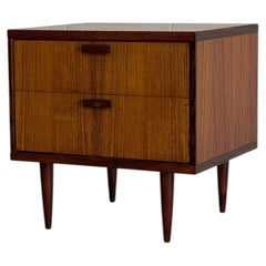 Rosewood Nightstand Side Table with Two Drawers Made in Denmark MCM 1960s