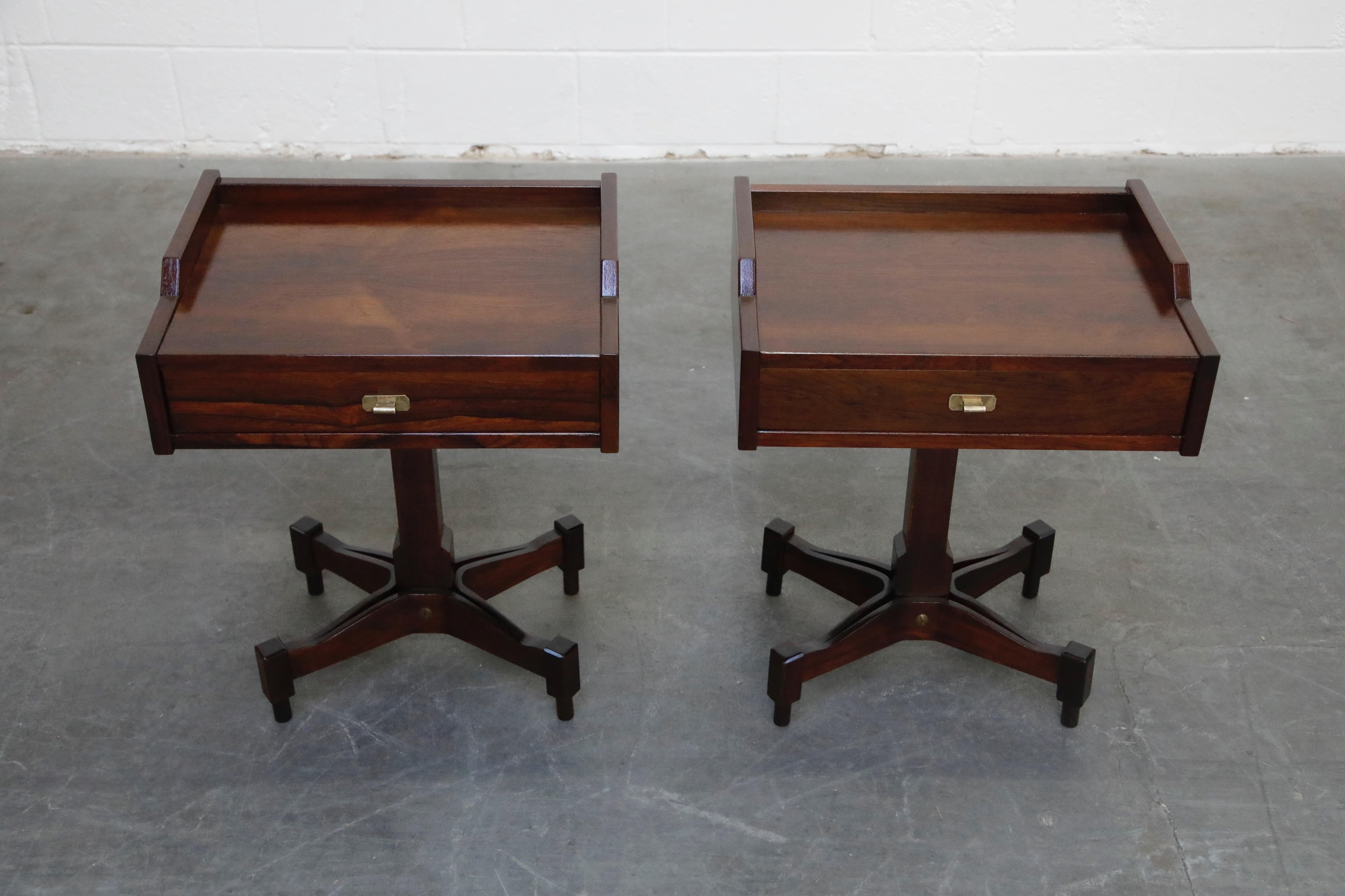 Mid-Century Modern Rosewood Nightstands by Claudio Salocchi for Sormani, Italy, c 1960s