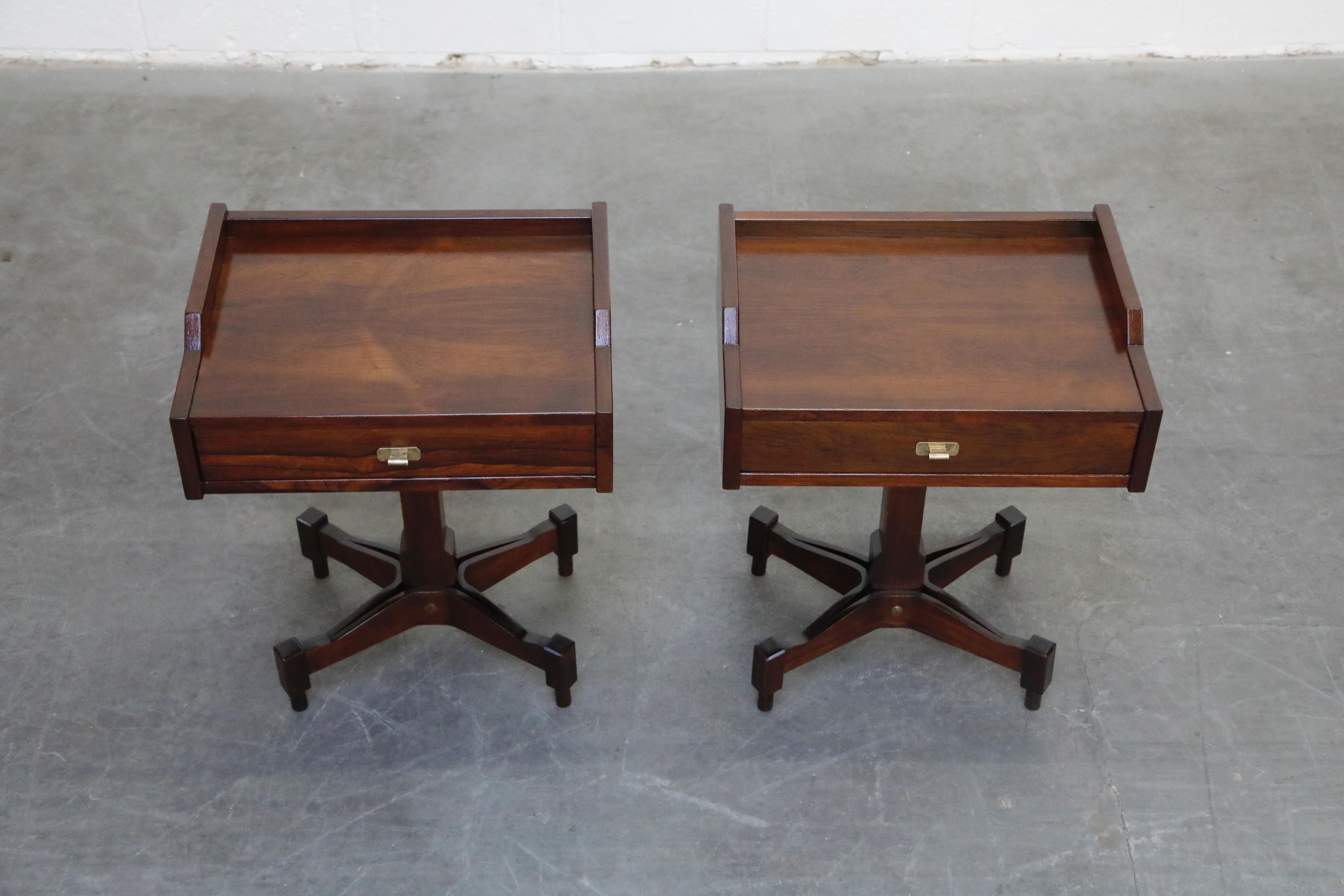 Italian Rosewood Nightstands by Claudio Salocchi for Sormani, Italy, c 1960s
