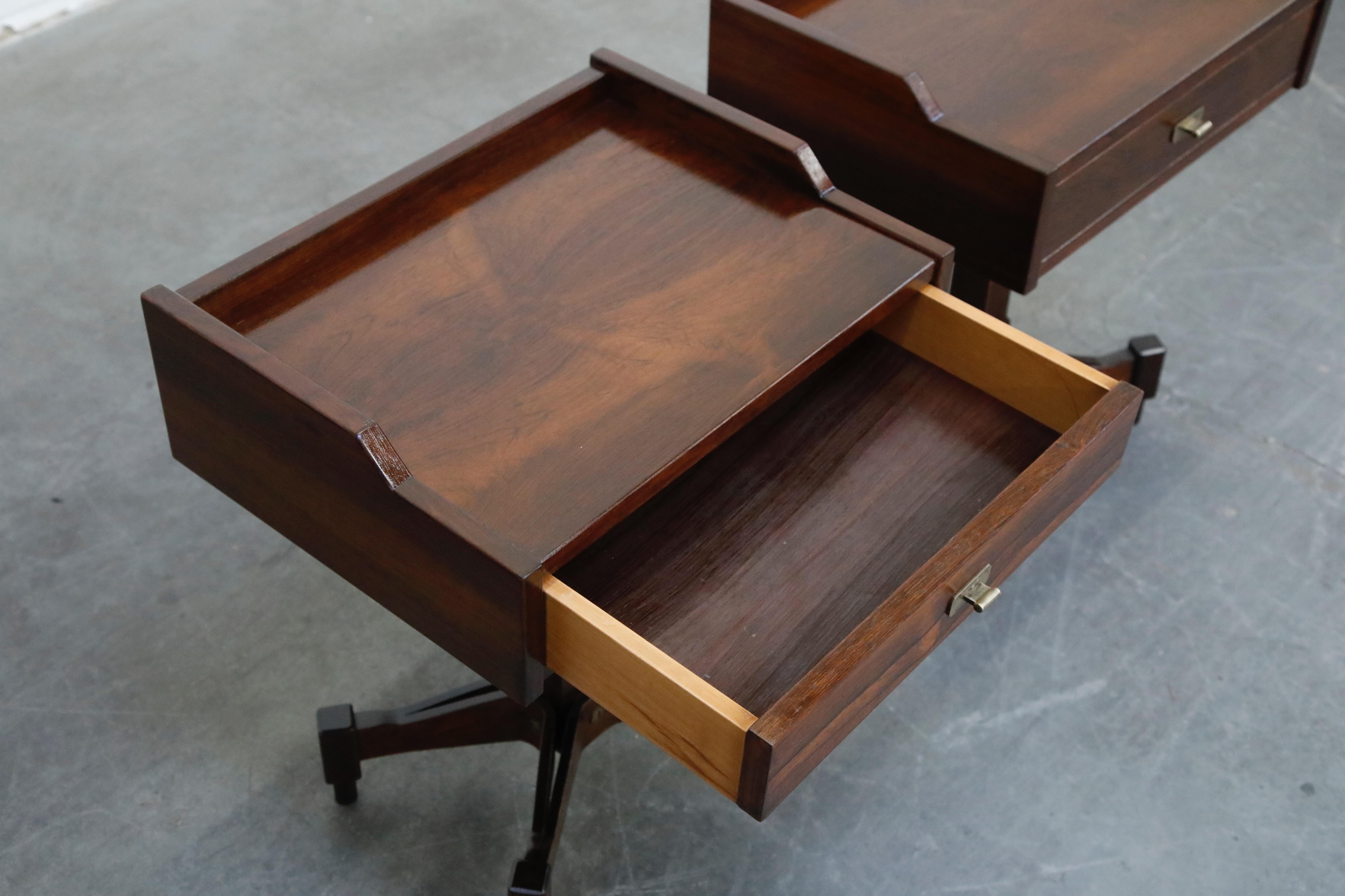 Mid-20th Century Rosewood Nightstands by Claudio Salocchi for Sormani, Italy, c 1960s