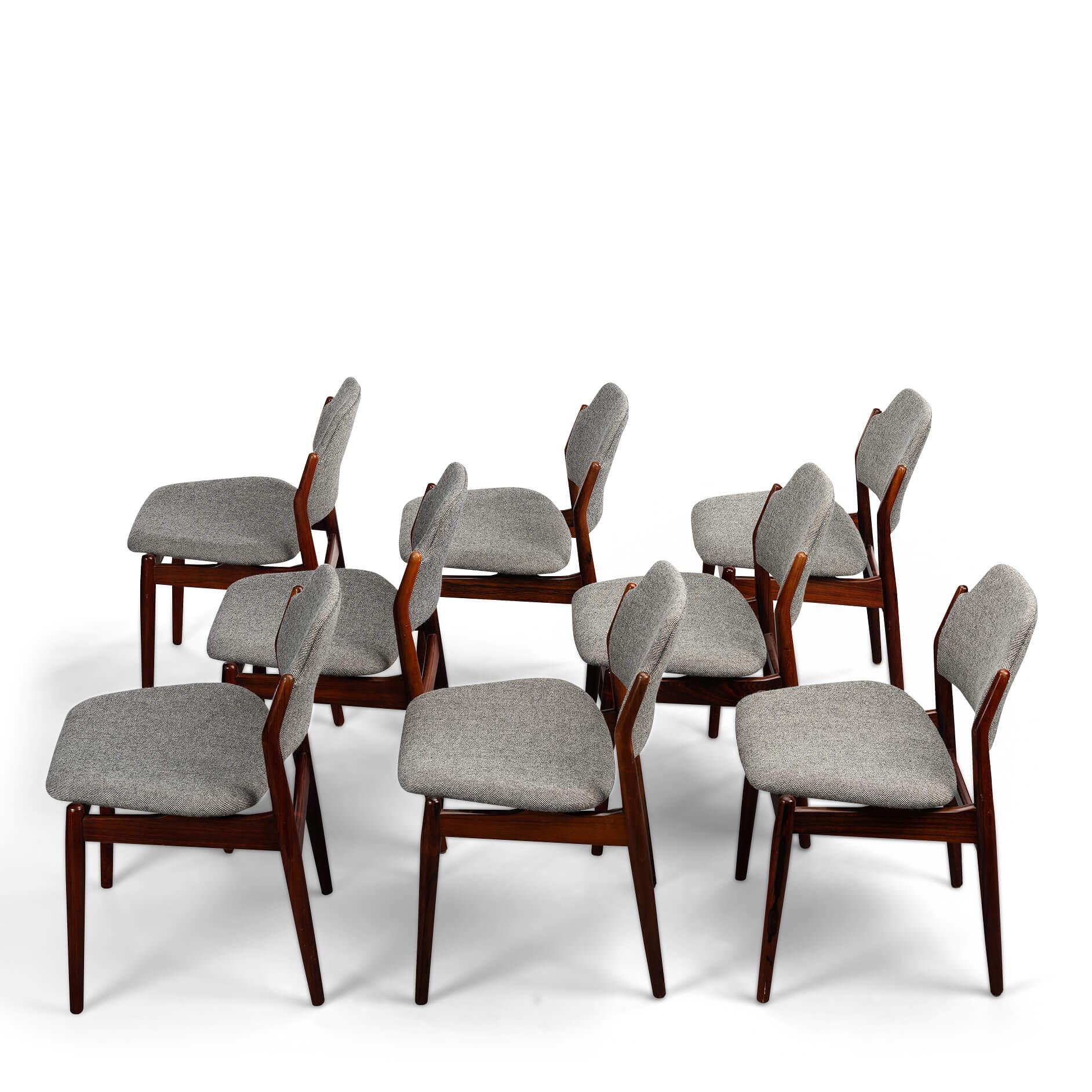 Chaises de salle à manger en bois de rose n° 62 par Arne Vodder pour Sibast, années 1950, ensemble de 8 pièces en vente 12