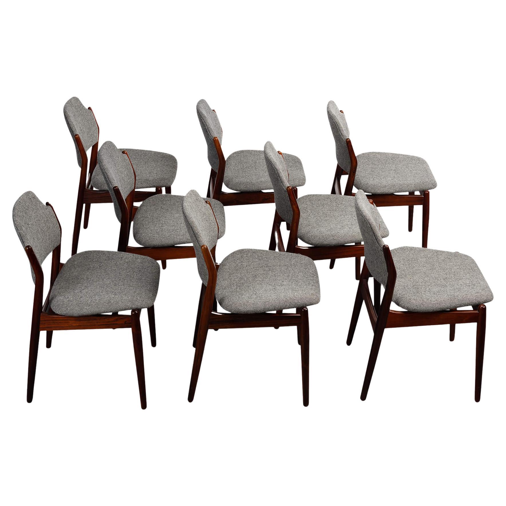 Chaises de salle à manger en bois de rose n° 62 par Arne Vodder pour Sibast, années 1950, ensemble de 8 pièces