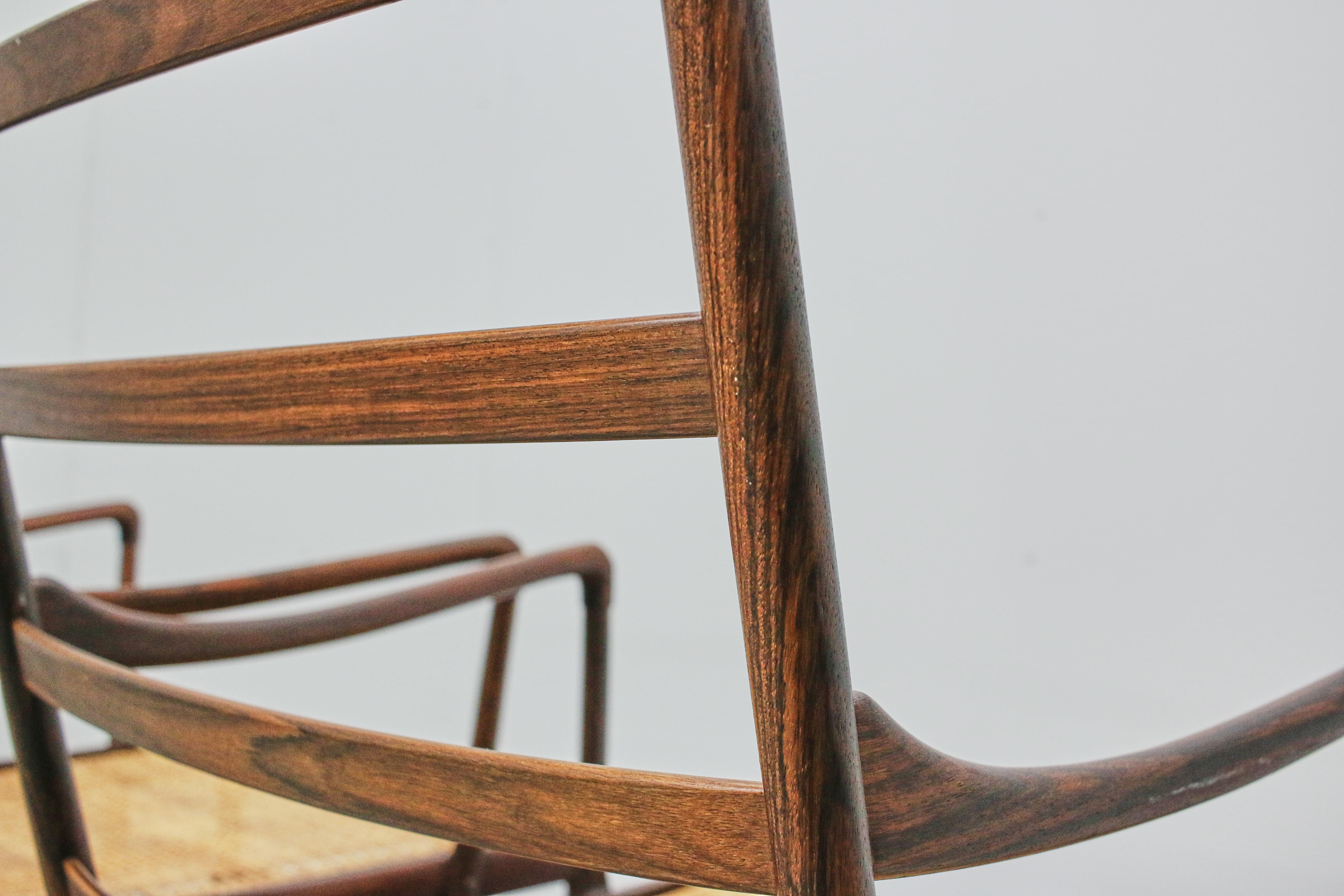 Rosewood Ole Wanscher Colonial Chairs, P. Jeppesens Møbelfabrik, Denmark, 1960s 3