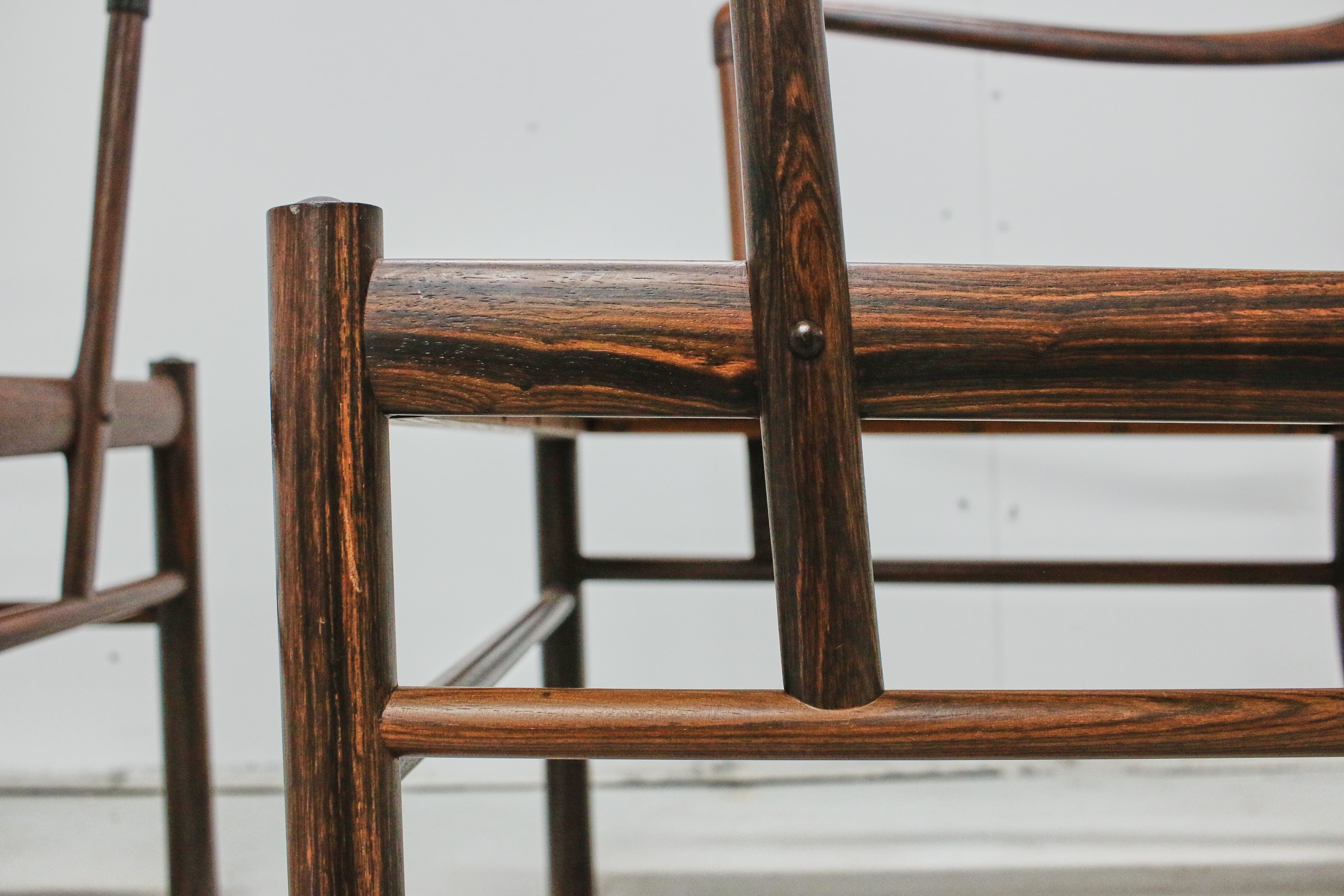 Rosewood Ole Wanscher Colonial Chairs, P. Jeppesens Møbelfabrik, Denmark, 1960s 6