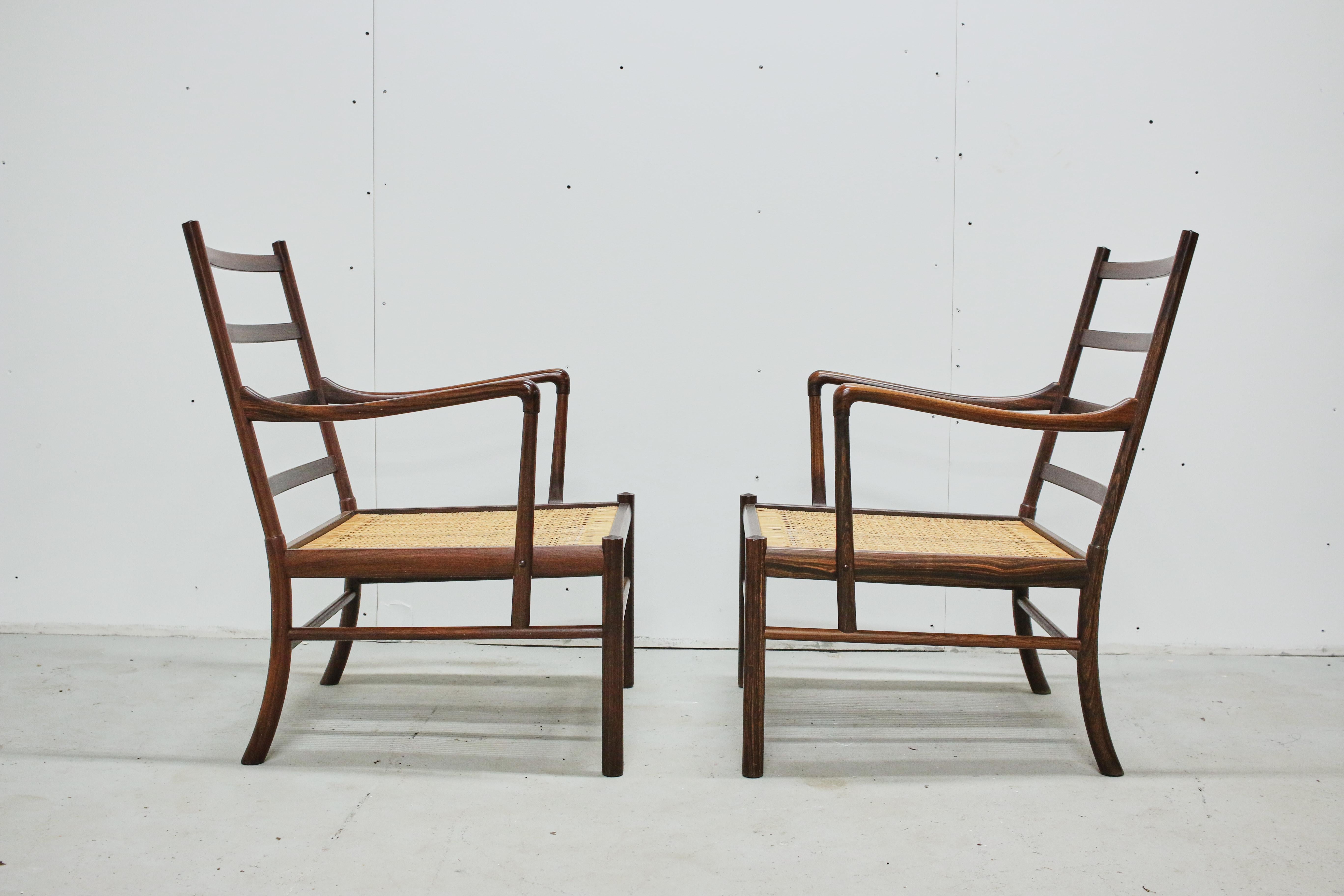 Mid-Century Modern Rosewood Ole Wanscher Colonial Chairs, P. Jeppesens Møbelfabrik, Denmark, 1960s
