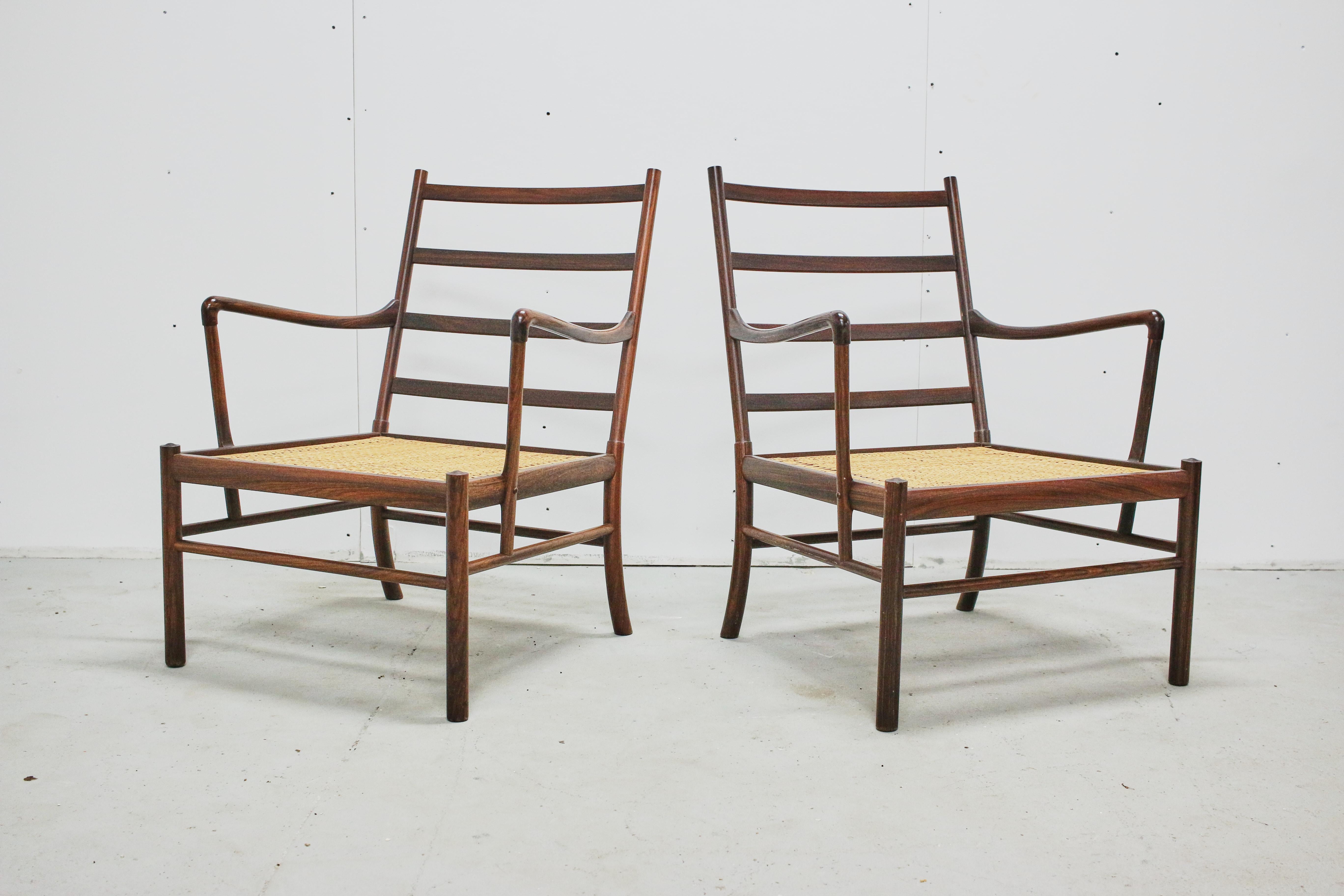 Danish Rosewood Ole Wanscher Colonial Chairs, P. Jeppesens Møbelfabrik, Denmark, 1960s