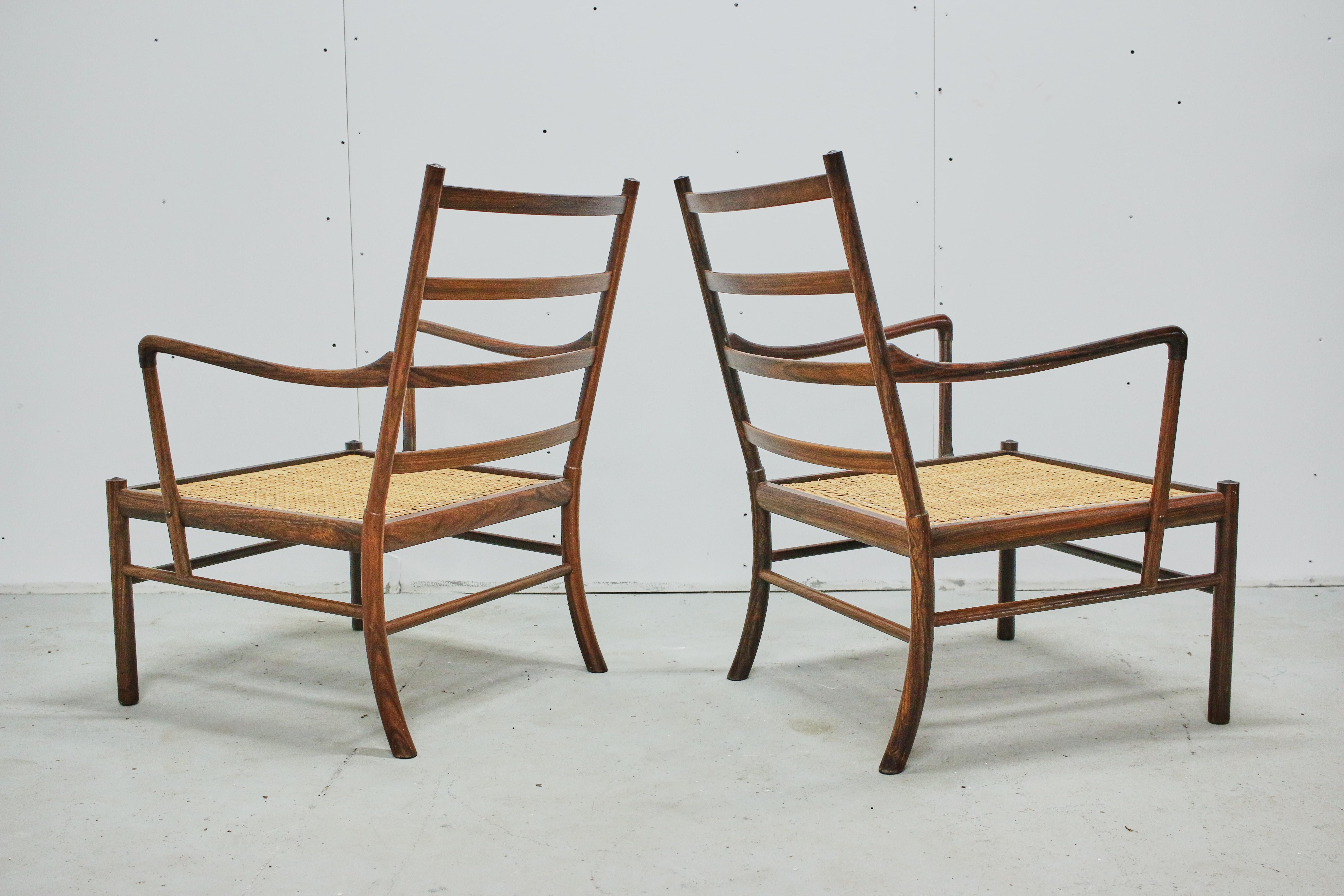Rosewood Ole Wanscher Colonial Chairs, P. Jeppesens Møbelfabrik, Denmark, 1960s In Good Condition In London, GB