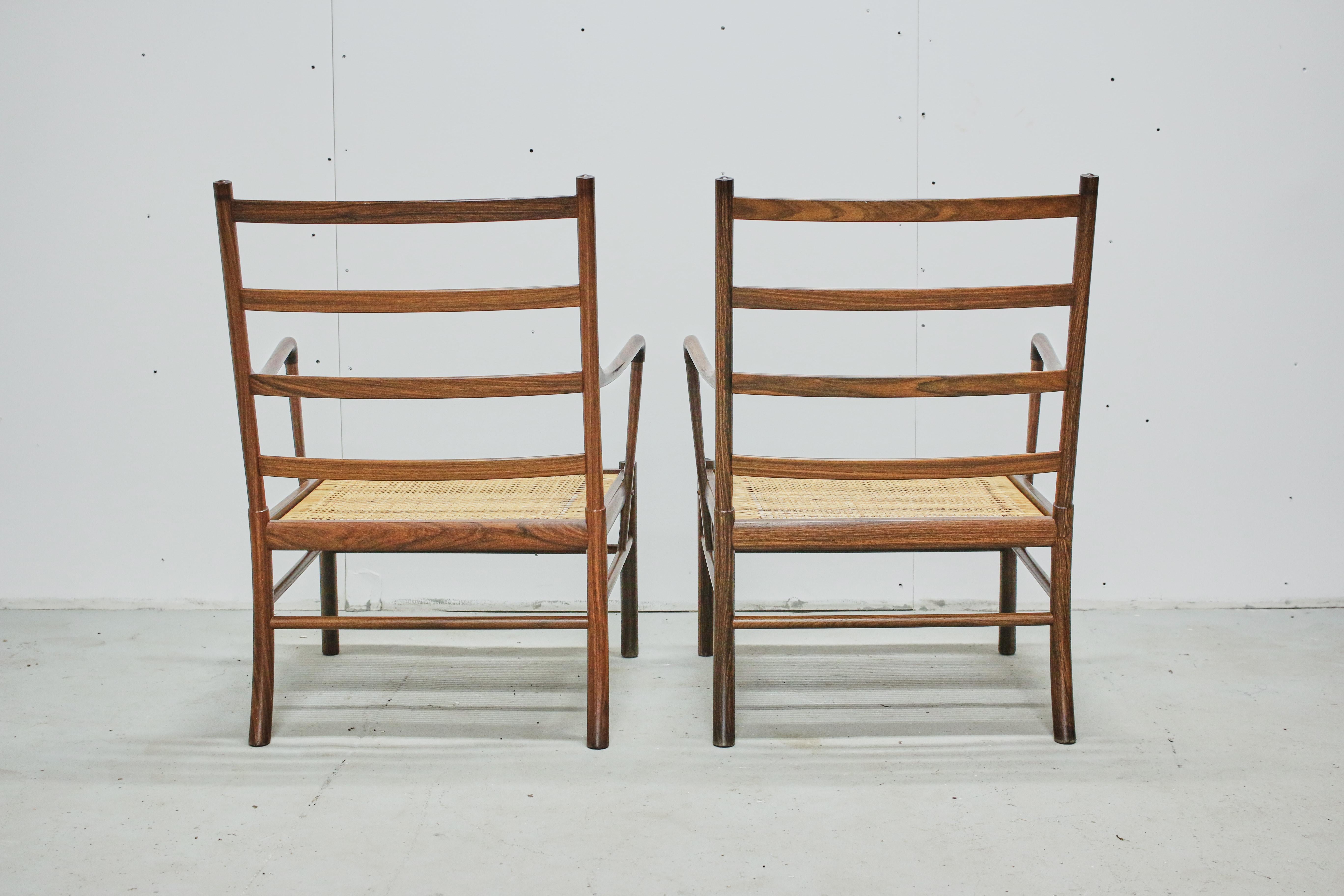 20th Century Rosewood Ole Wanscher Colonial Chairs, P. Jeppesens Møbelfabrik, Denmark, 1960s