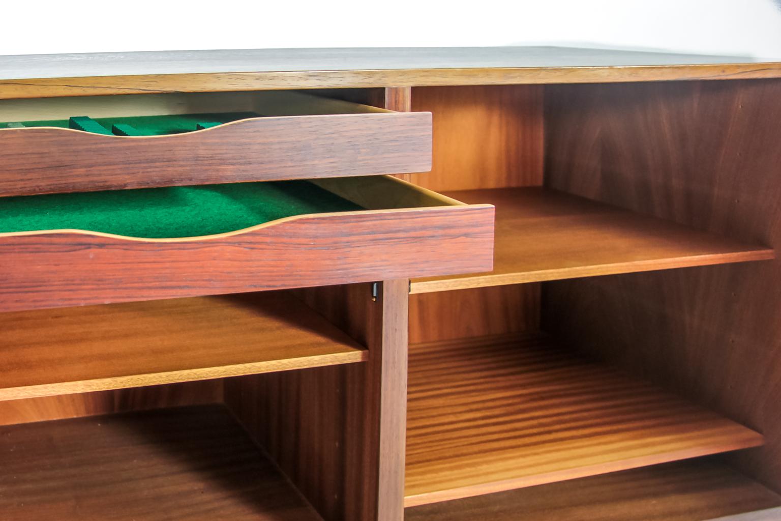 Mid-Century Modern Rosewood Omann Jun Sideboard with Teak Interior For Sale
