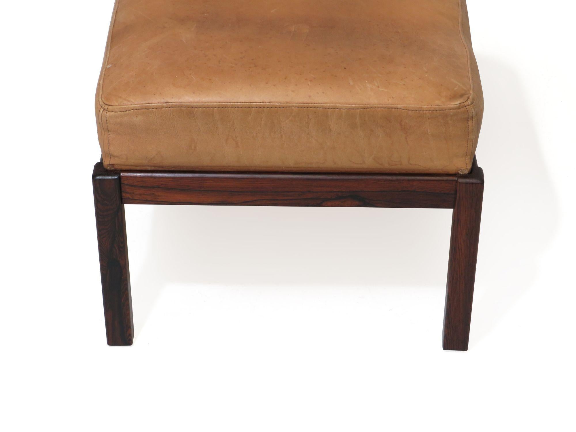Rosewood Ottoman Bench in Leather 1