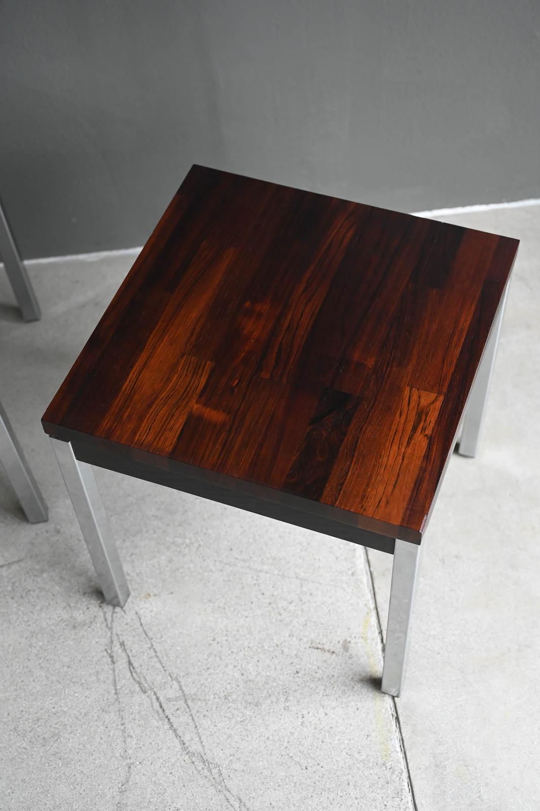 Mid-Century Modern Rosewood Parquet Side Tables by David Parmelee for Founders, ca. 1970 For Sale