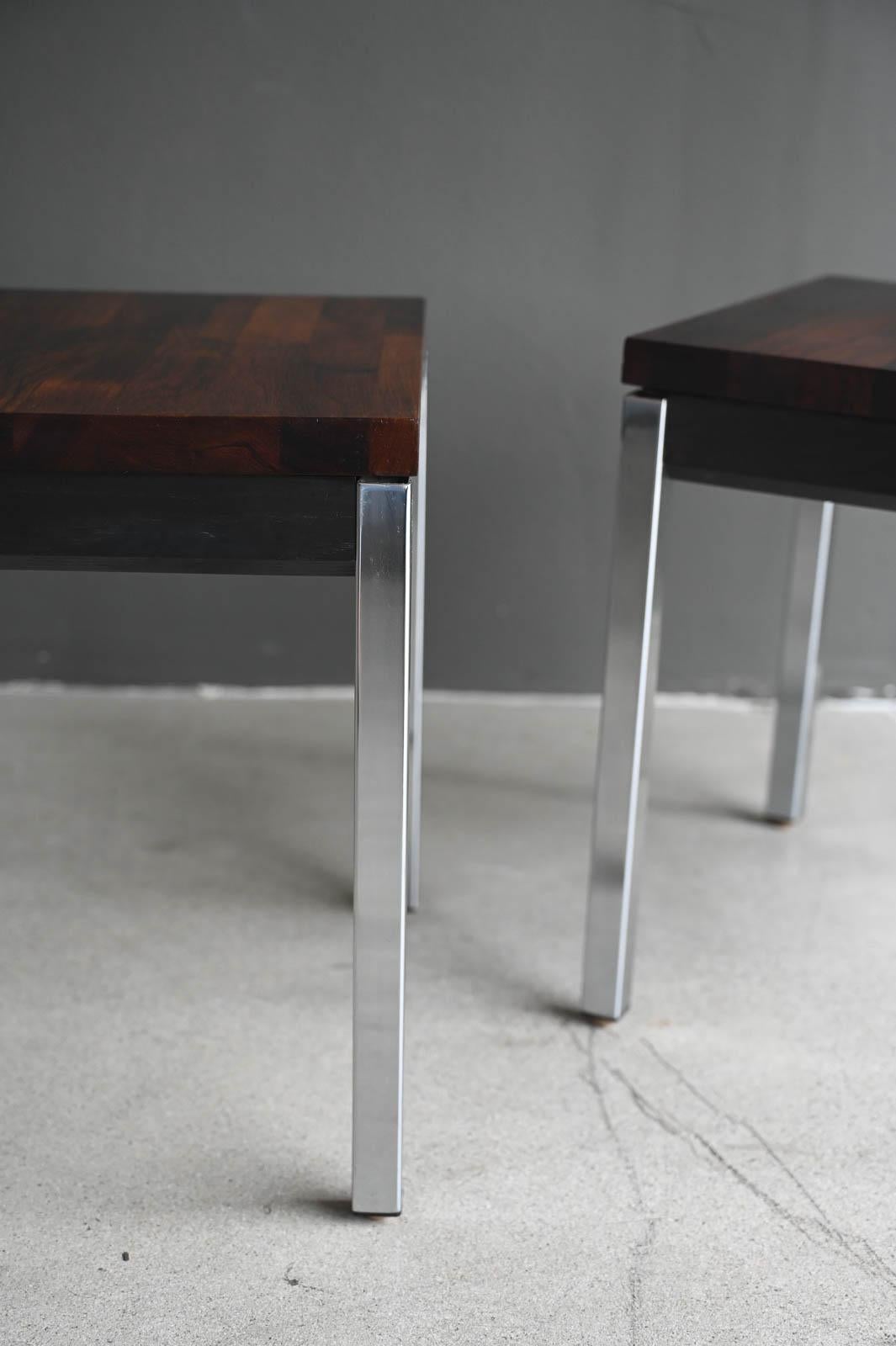 Rosewood Parquet Side Tables by David Parmelee for Founders, ca. 1970 In Good Condition For Sale In Costa Mesa, CA