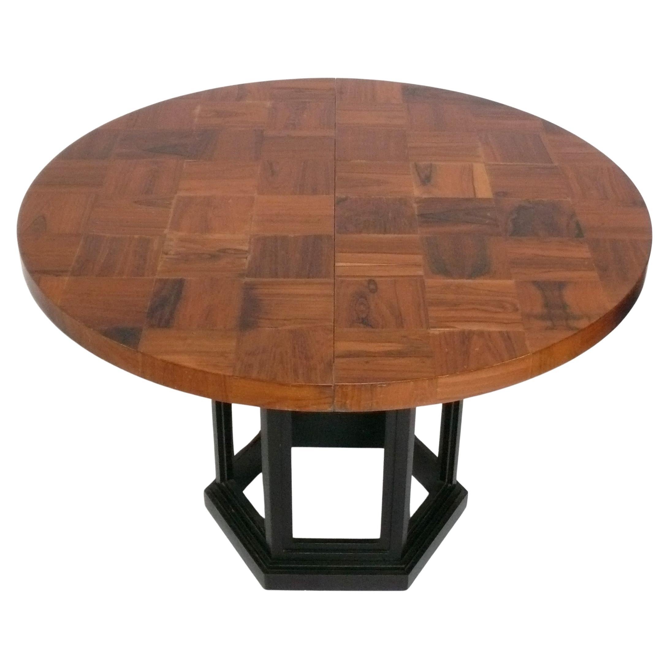 Rosewood Patchwork Dining Table Mid Century Modern Refinished 44-94"W 3 Leaves
