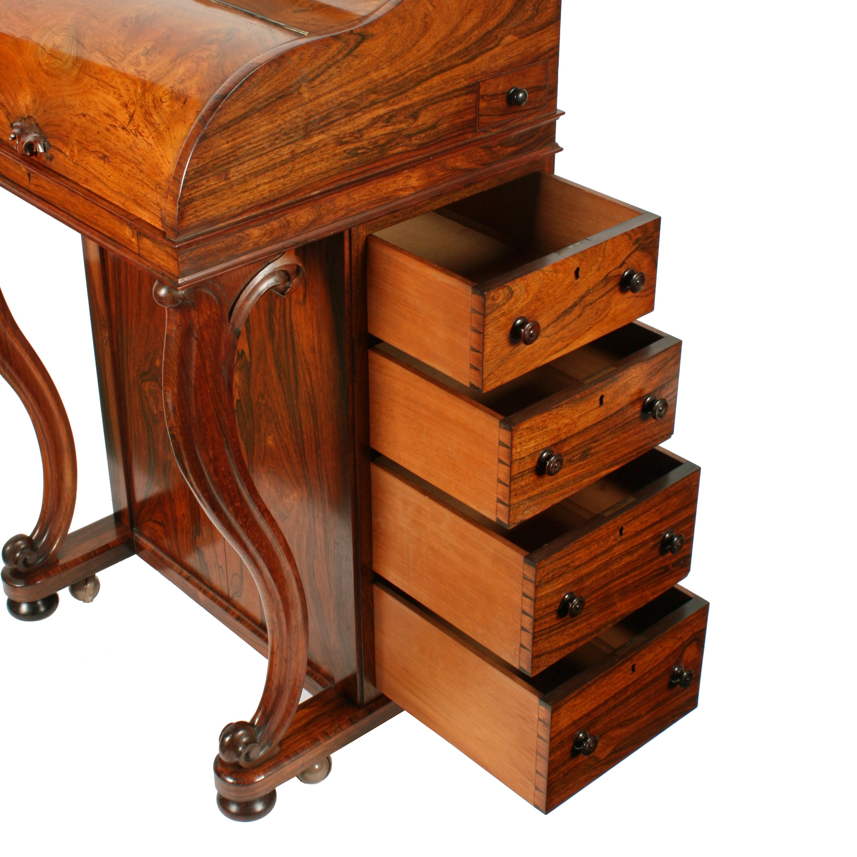 Mid-19th Century Rosewood Piano Top Davenport Desk