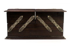 Rosewood playing-card box with silver applications, three compartments