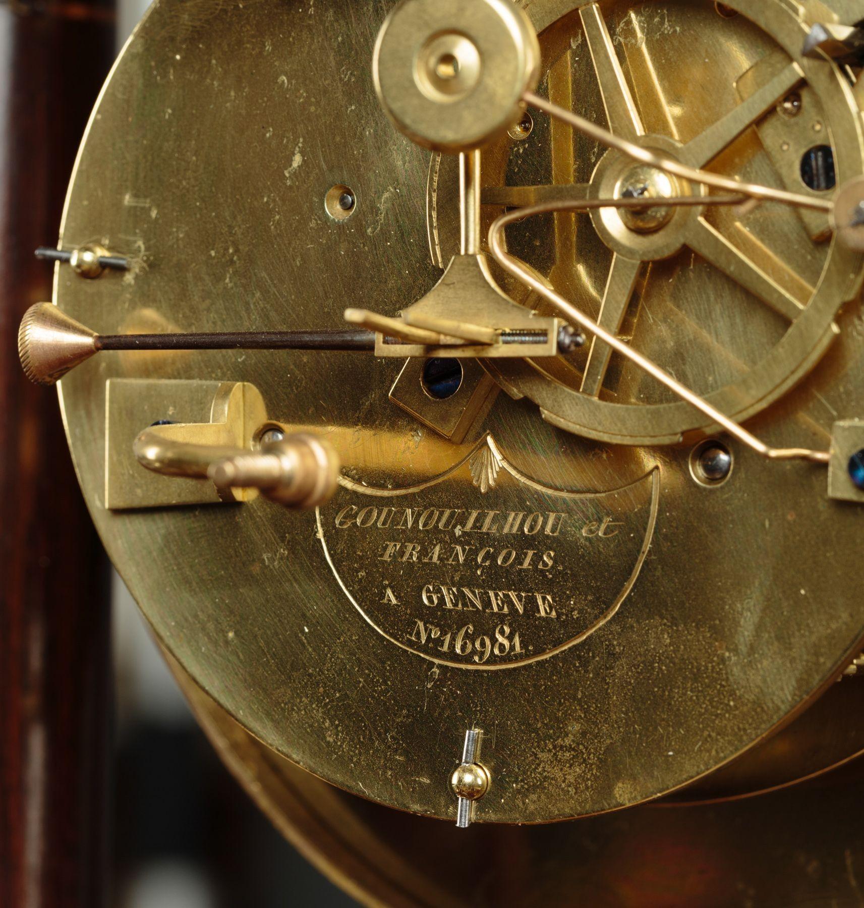 Rosewood Portico Regulator Mantel Clock For Sale 1