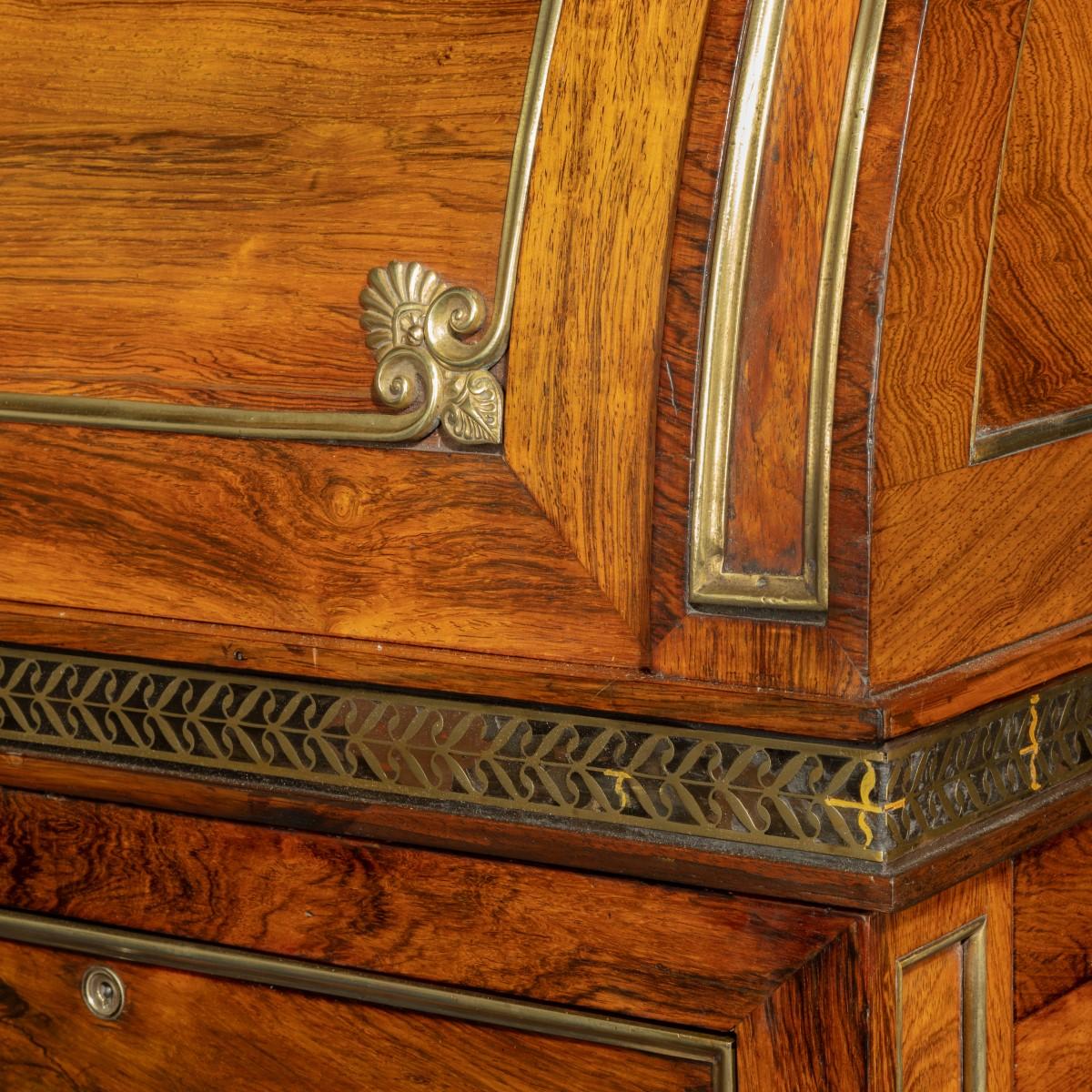 English Rosewood Regency Kneehole Bureau Cabinet Attributed to Seddon and Morel For Sale