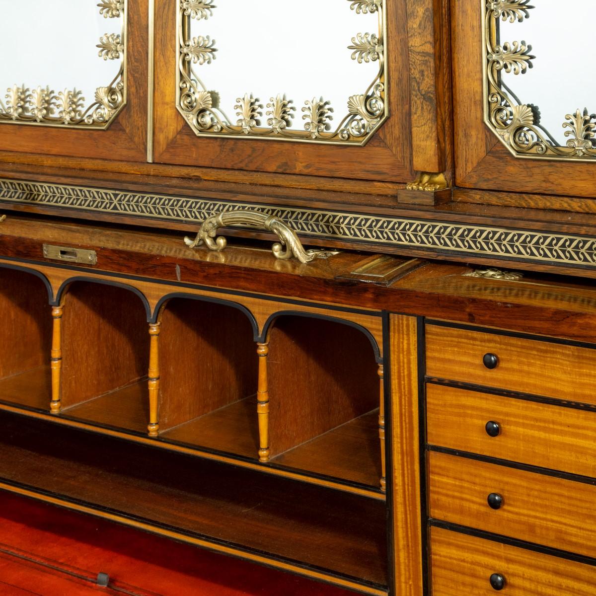 Rosewood Regency Kneehole Bureau Cabinet Attributed to Seddon and Morel For Sale 2