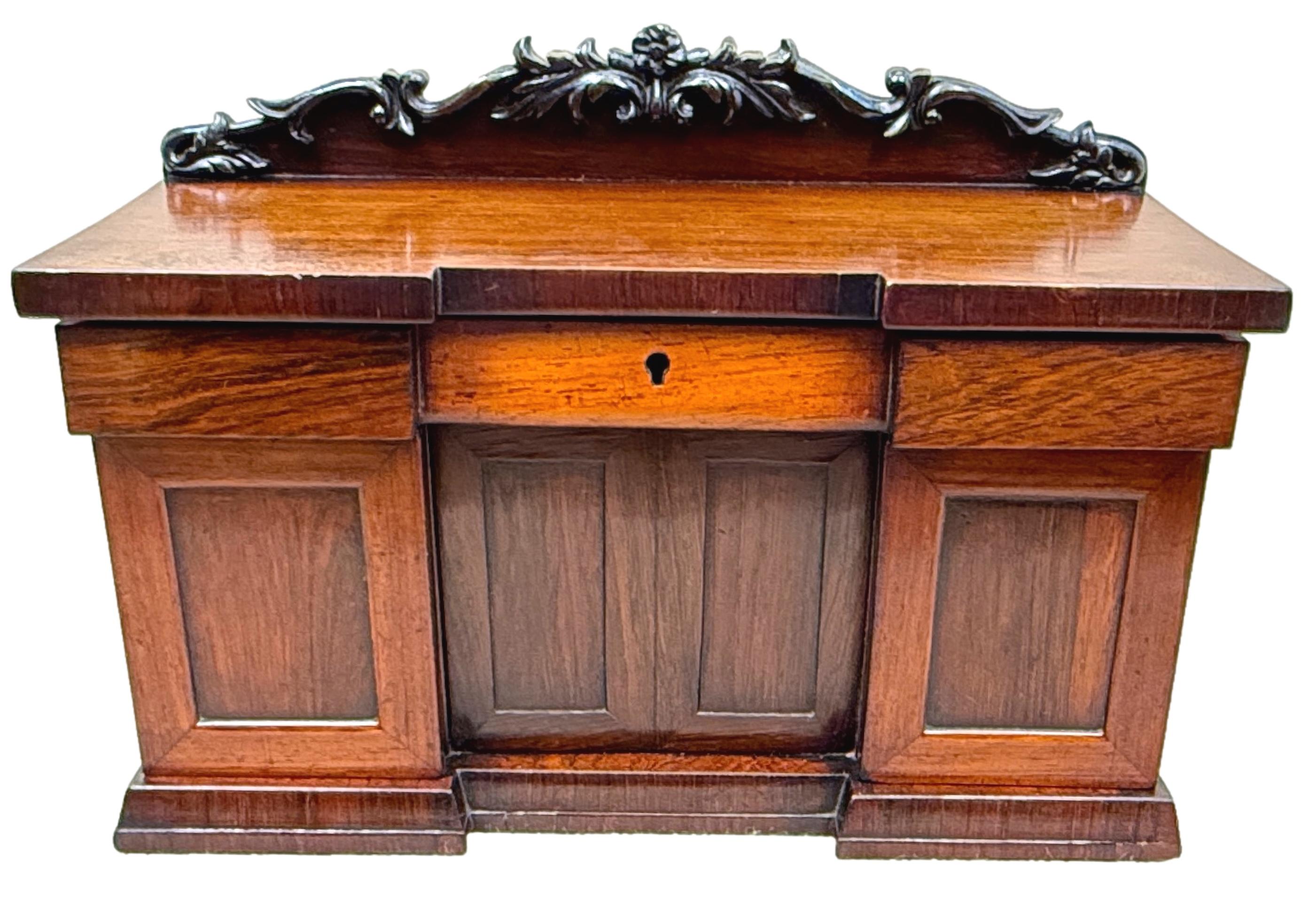 Rosewood Regency Tea Caddy Miniature Sideboard For Sale 6