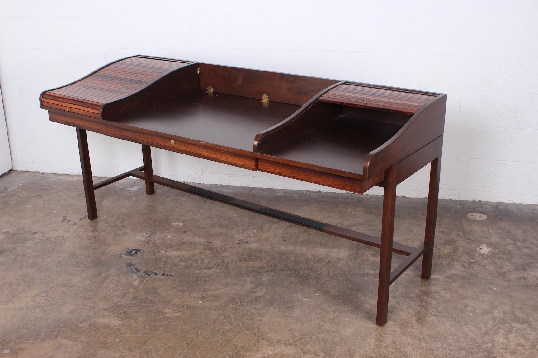 Rosewood Roll Top Desk by Edward Wormley for Dunbar For Sale 4