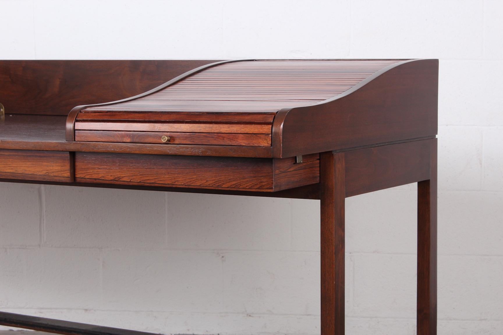 Rosewood Roll Top Desk by Edward Wormley for Dunbar In Good Condition For Sale In Dallas, TX