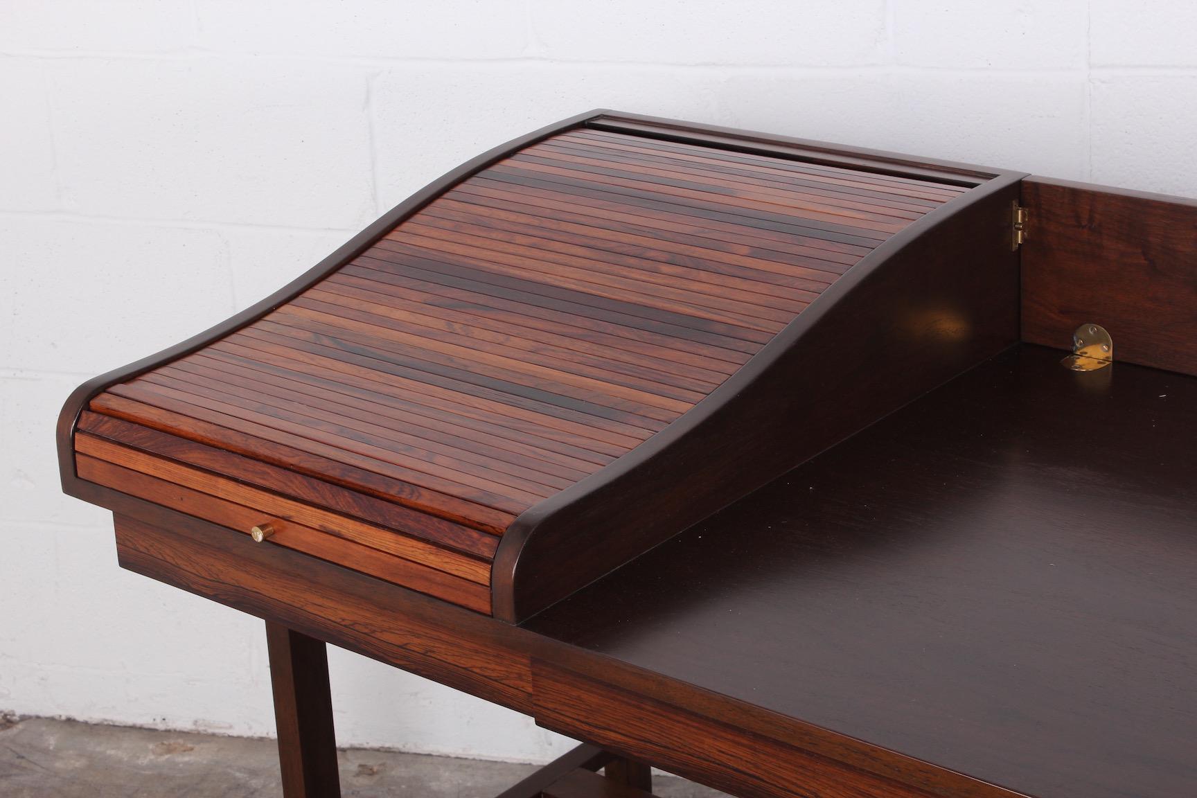 Rosewood Roll Top Desk by Edward Wormley for Dunbar For Sale 1