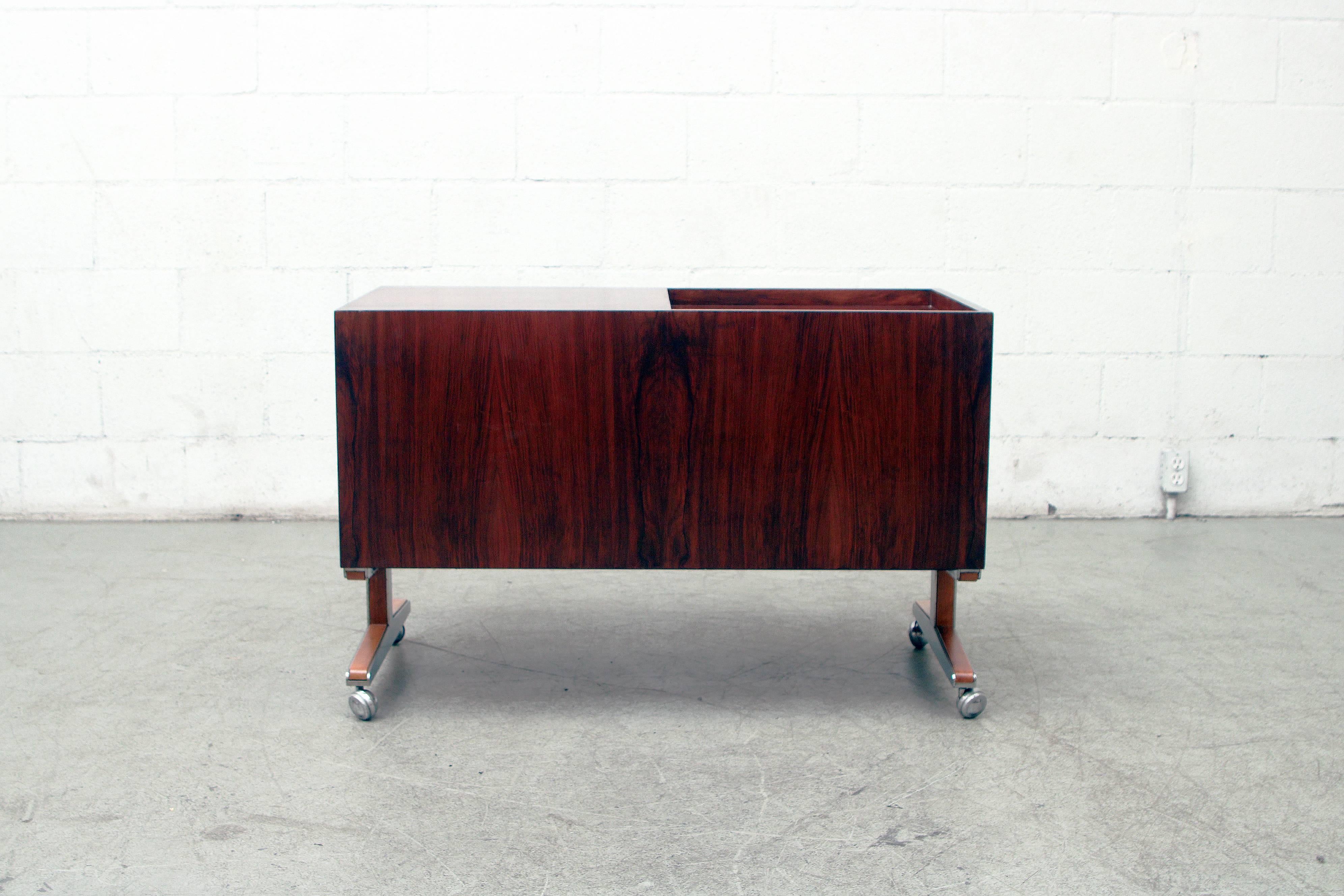 Chrome Rosewood Rolling Entertainment Cart