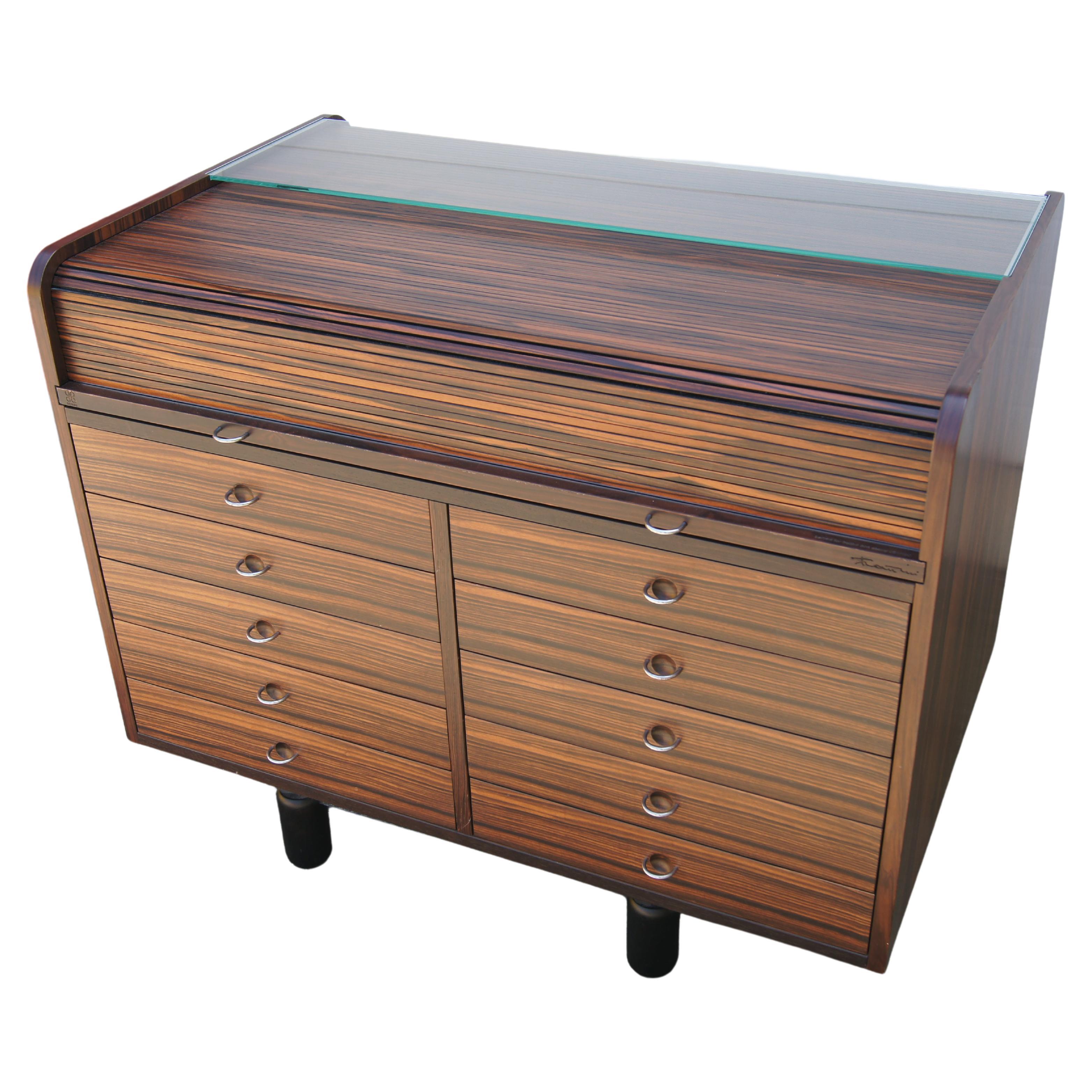Rosewood Rolltop Desk/Cabinet, Model 804, by Gianfranco Frattini for Bernini For Sale