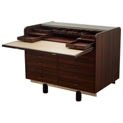 Rosewood Rolltop Desk, Storage Cabinet by Gianfranco Frattini 1960s