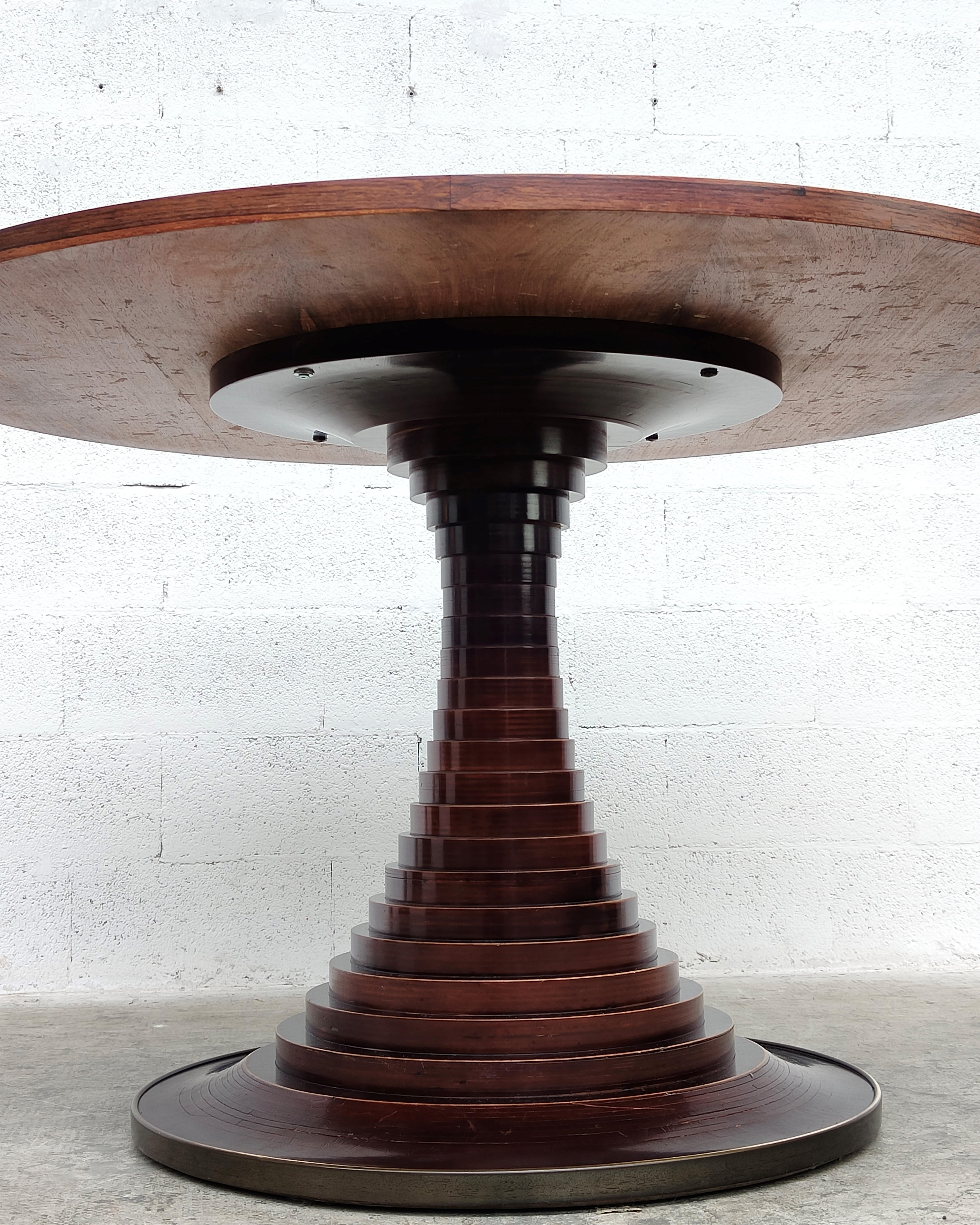 Italian Wooden Round Dining Table by Carlo de Carli for Sormani 60s