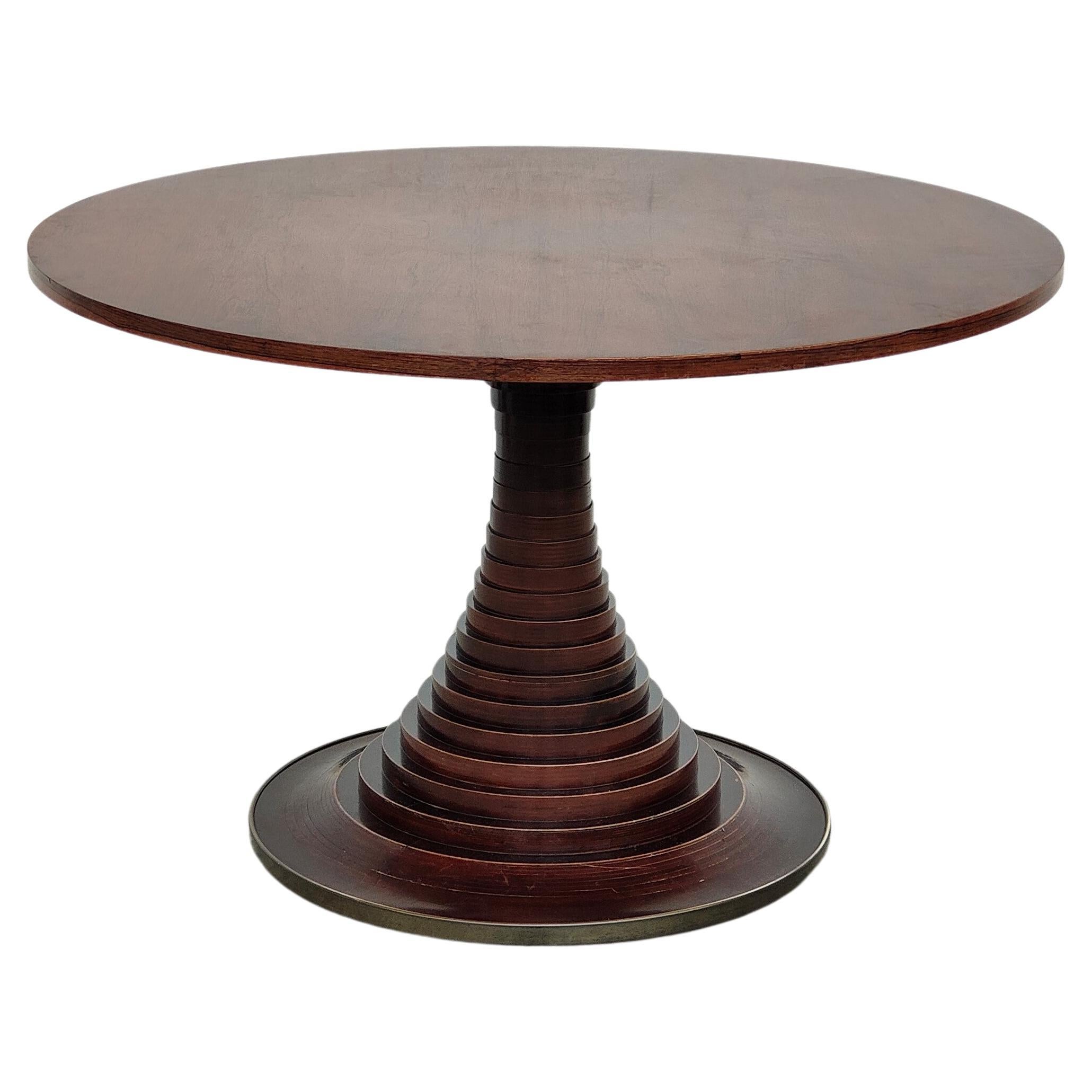 Wooden Round Dining Table by Carlo de Carli for Sormani 60s