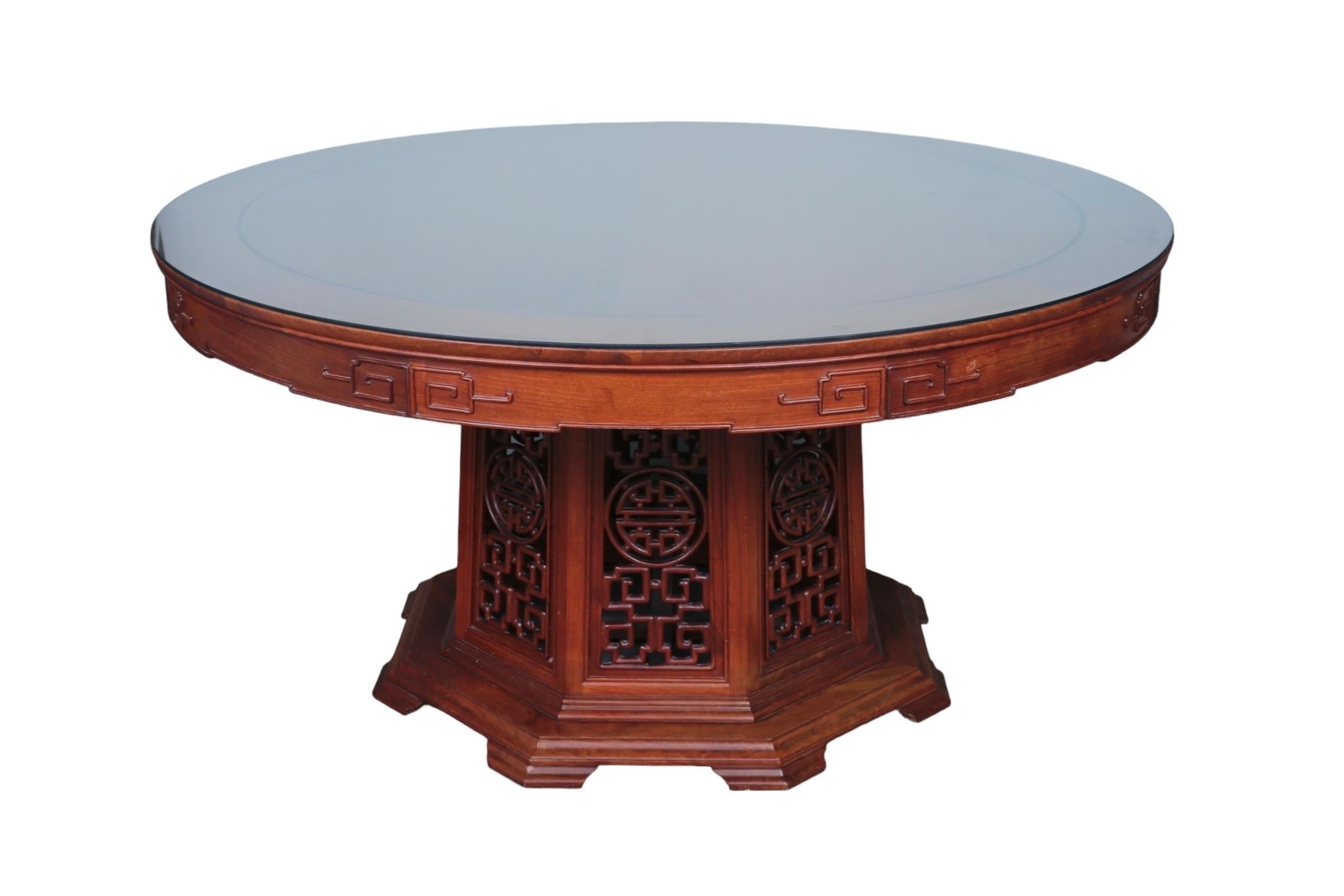 Verre Table de salle à manger Ming Ming en bois de rose en vente