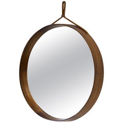 Rosewood Round Wall Mirror by Luxus, Sweden