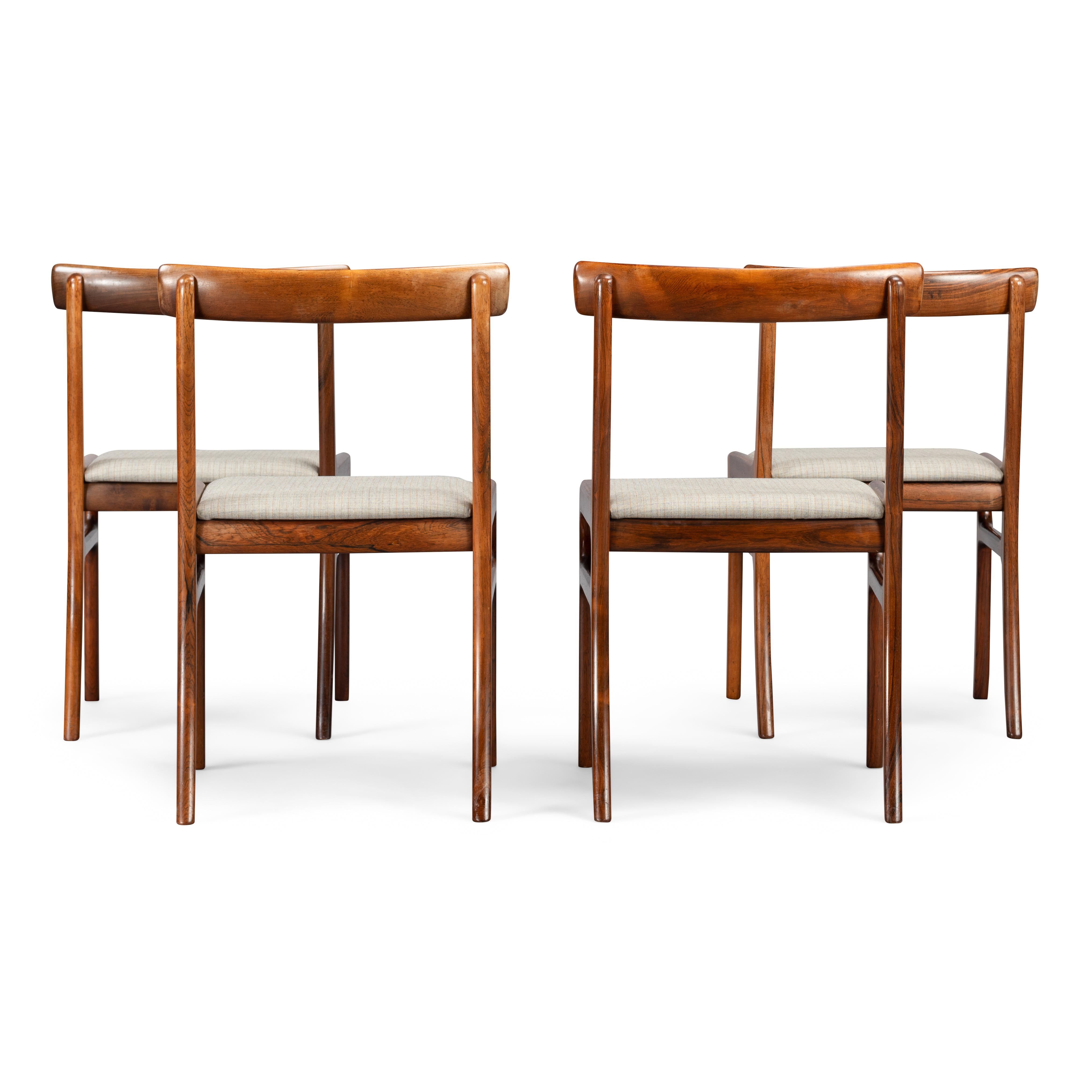 Mid-Century Modern Rosewood Rungstedlund Dining Chairs by Ole Wanscher for PJ Denmark, Set of 4