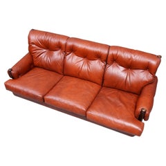 Rosewood + Rust Leather Three Seat Sofa
