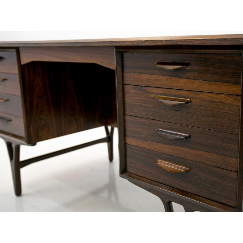 Rosewood Scandinavian Modern Desk, Danish Design, 1960s In Good Condition In Chorzów, PL