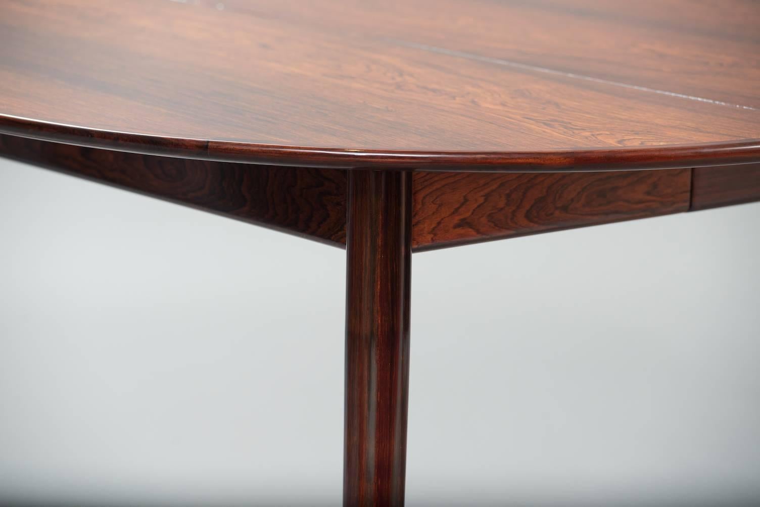 Varnished Rosewood Scandinavian Modern Dining Table