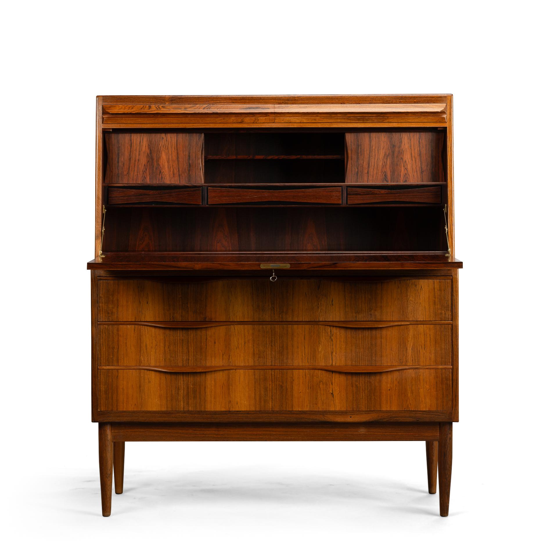 Mid-Century Modern Rosewood Secretaire by Erling Torvits for Klim Mobelfabrik, 1960s For Sale