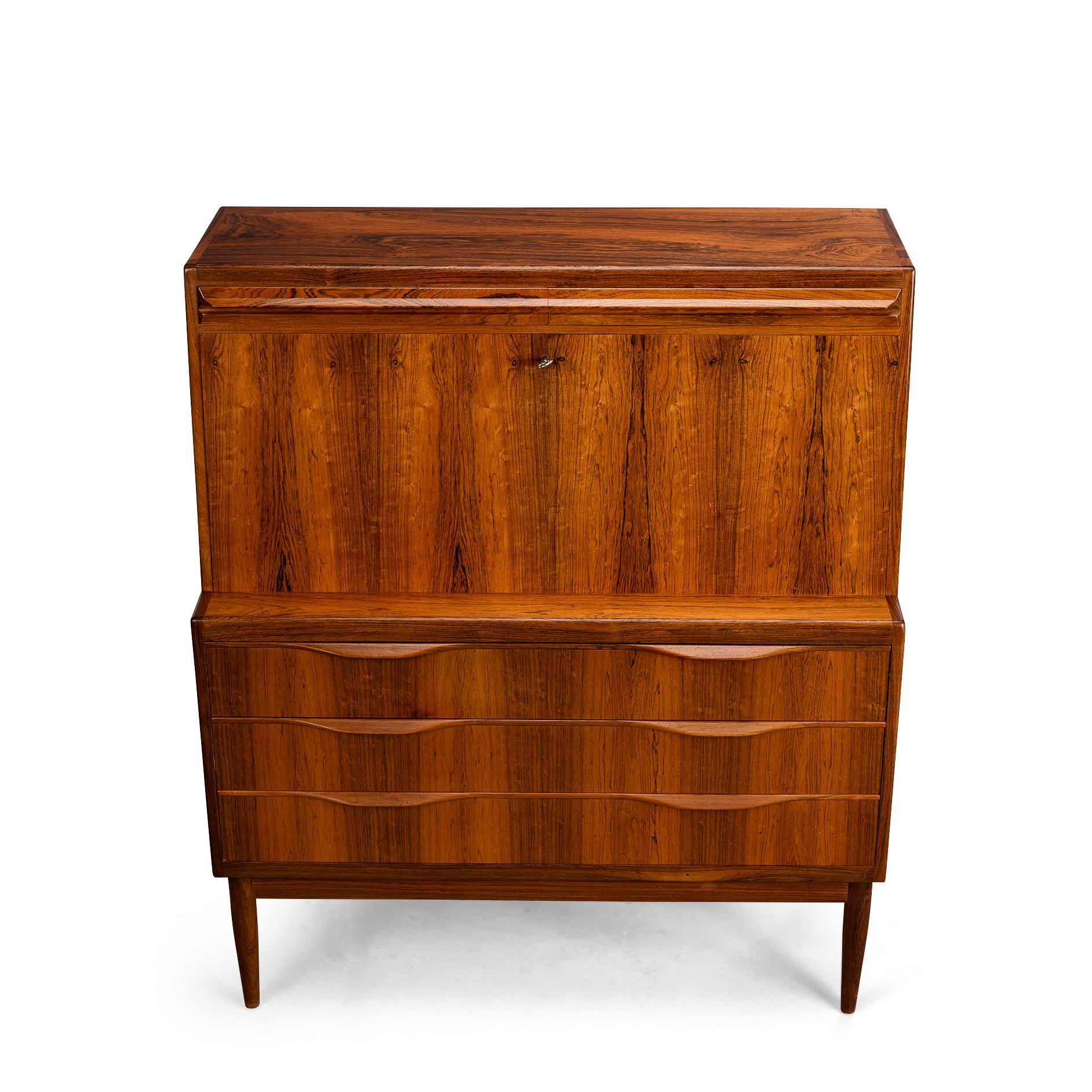 Mid-20th Century Rosewood Secretaire by Erling Torvits for Klim Mobelfabrik, 1960s For Sale