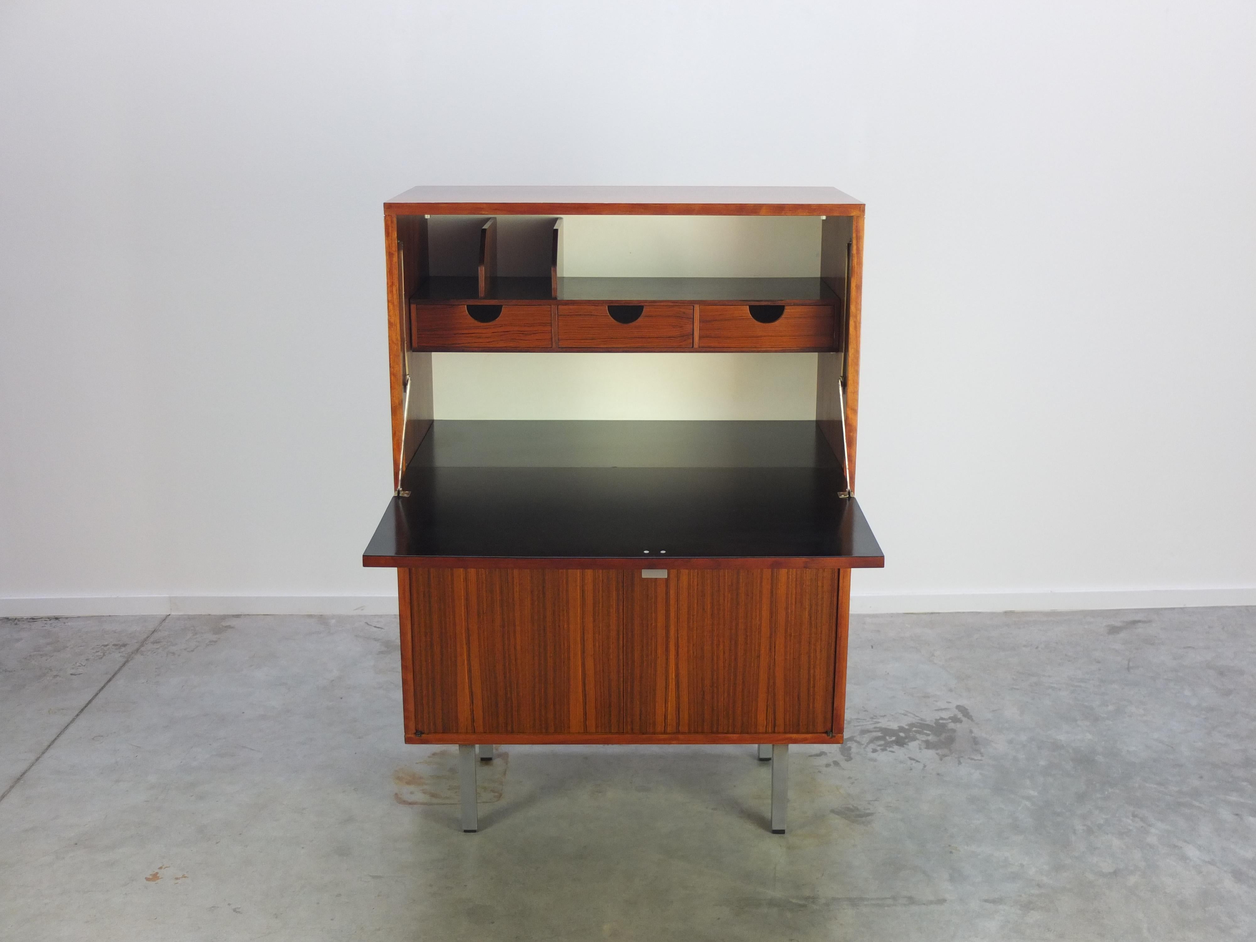 Metal Rosewood Secretary Cabinet by Alfred Hendrickx for Belform, 1960s