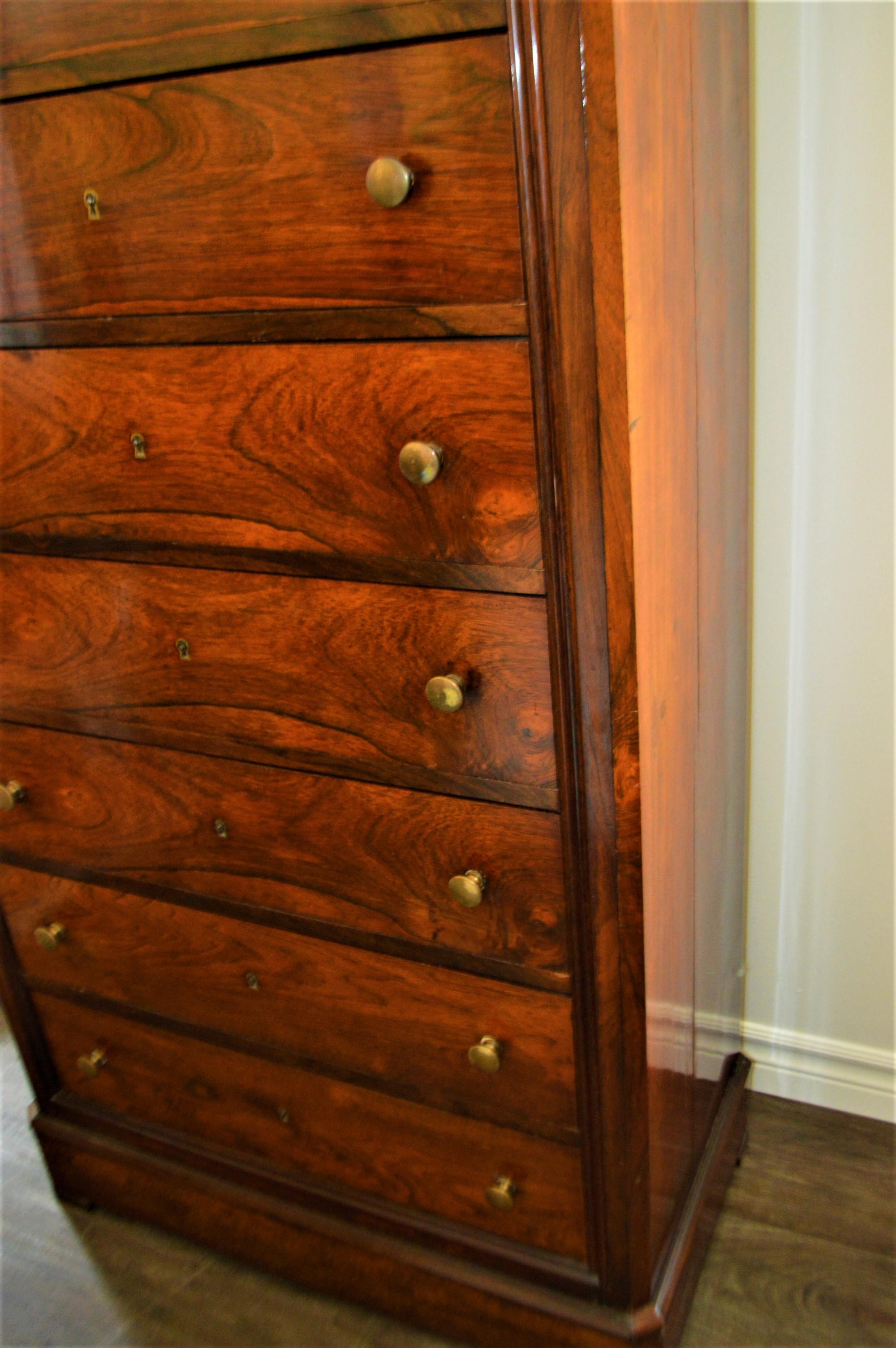 Napoleon III Rosewood Semainier, Chest with Seven Drawers, France, circa 1900 For Sale