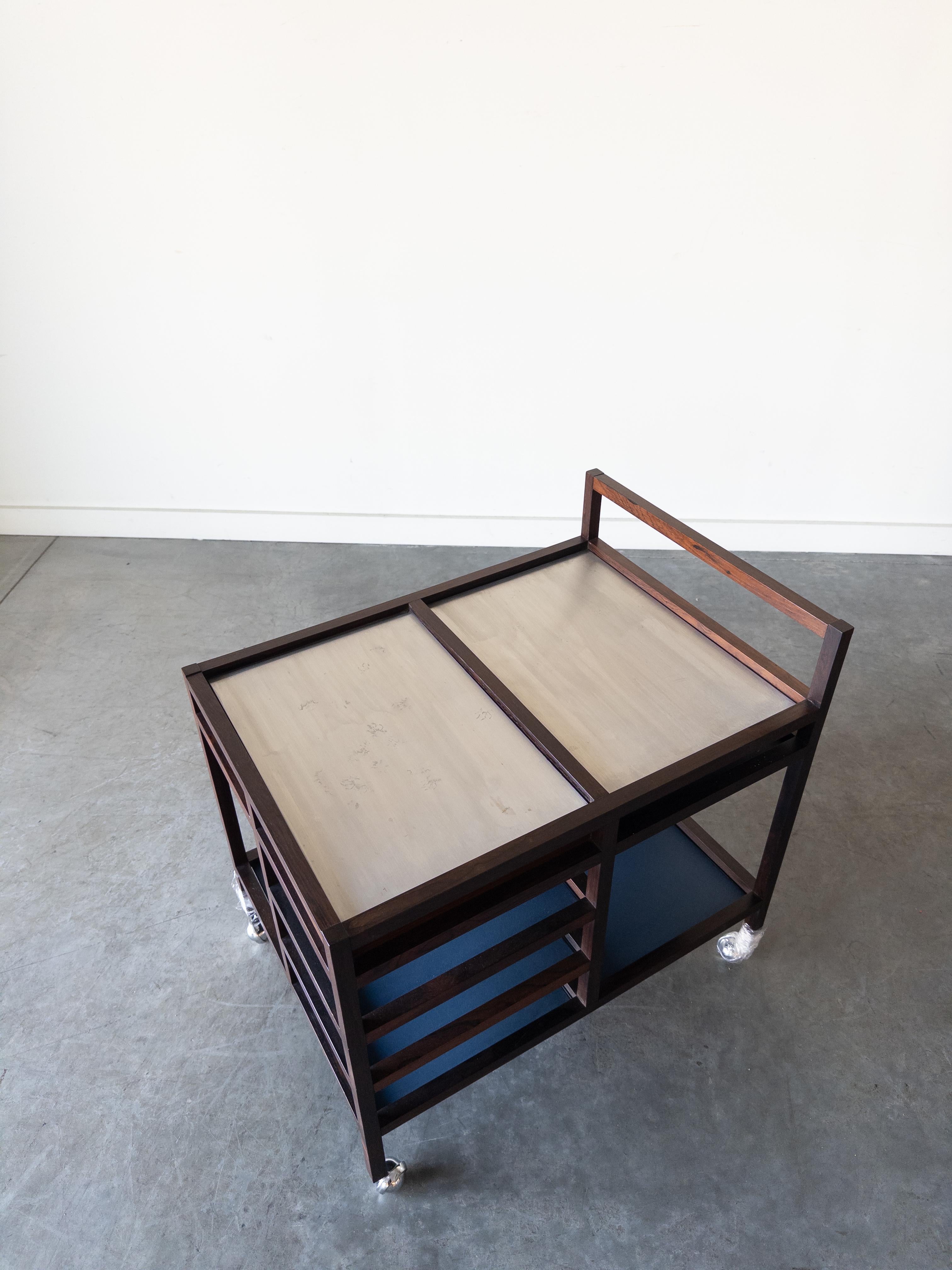 Scandinavian Modern Rosewood Serving Trolley by Bodil Kjaer for Pedersen & Son For Sale