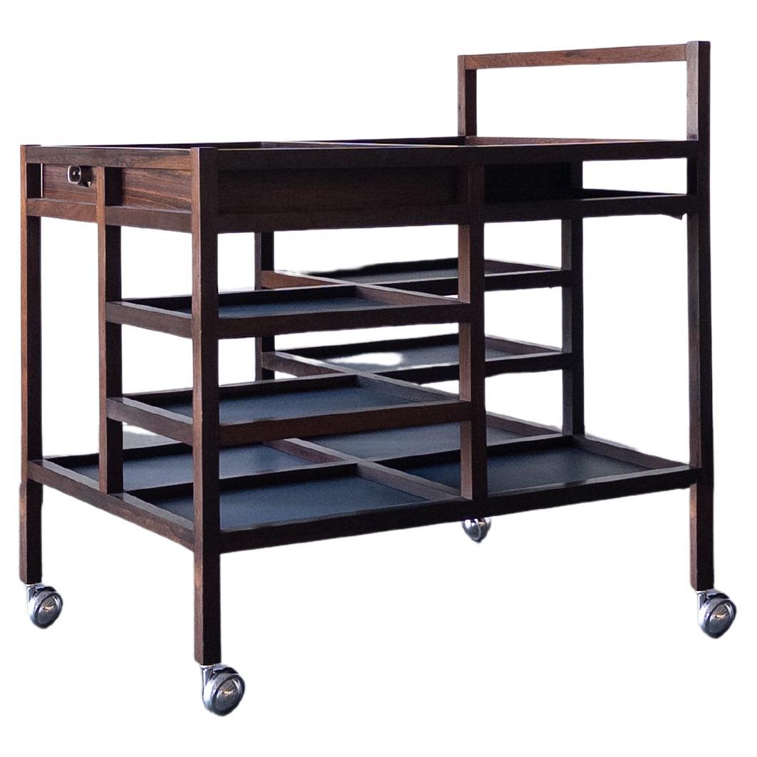Rosewood Serving Trolley by Bodil Kjaer for Pedersen & Son For Sale