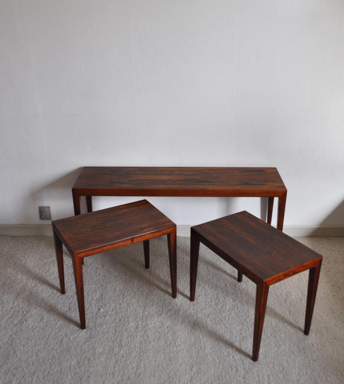 Rosewood Severin Hansen Nesting Tables by Haslev Møbelsnedkeri in Denmark For Sale 6