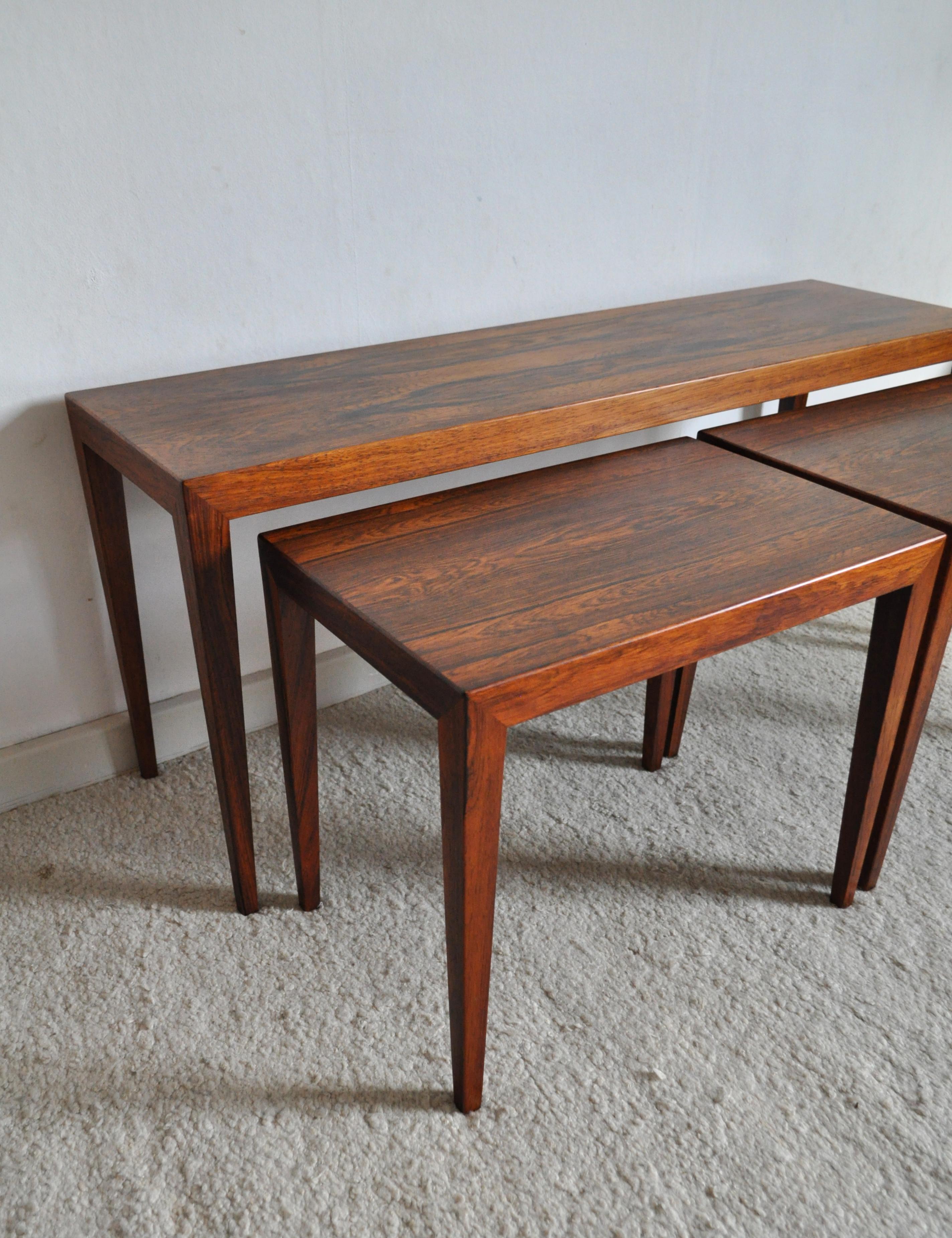 Rosewood Severin Hansen Nesting Tables by Haslev Møbelsnedkeri in Denmark For Sale 2