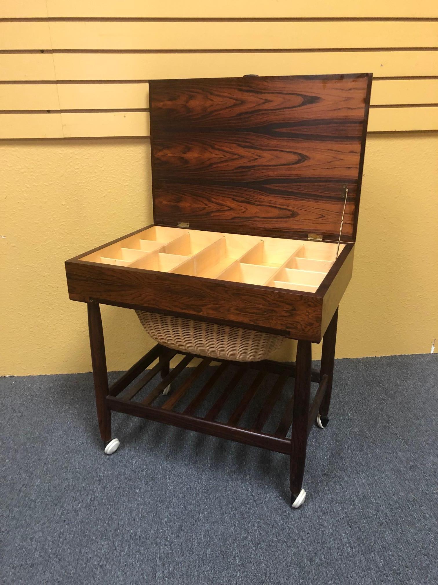 Danish Rosewood Sewing Table by Ejvind Johansson 