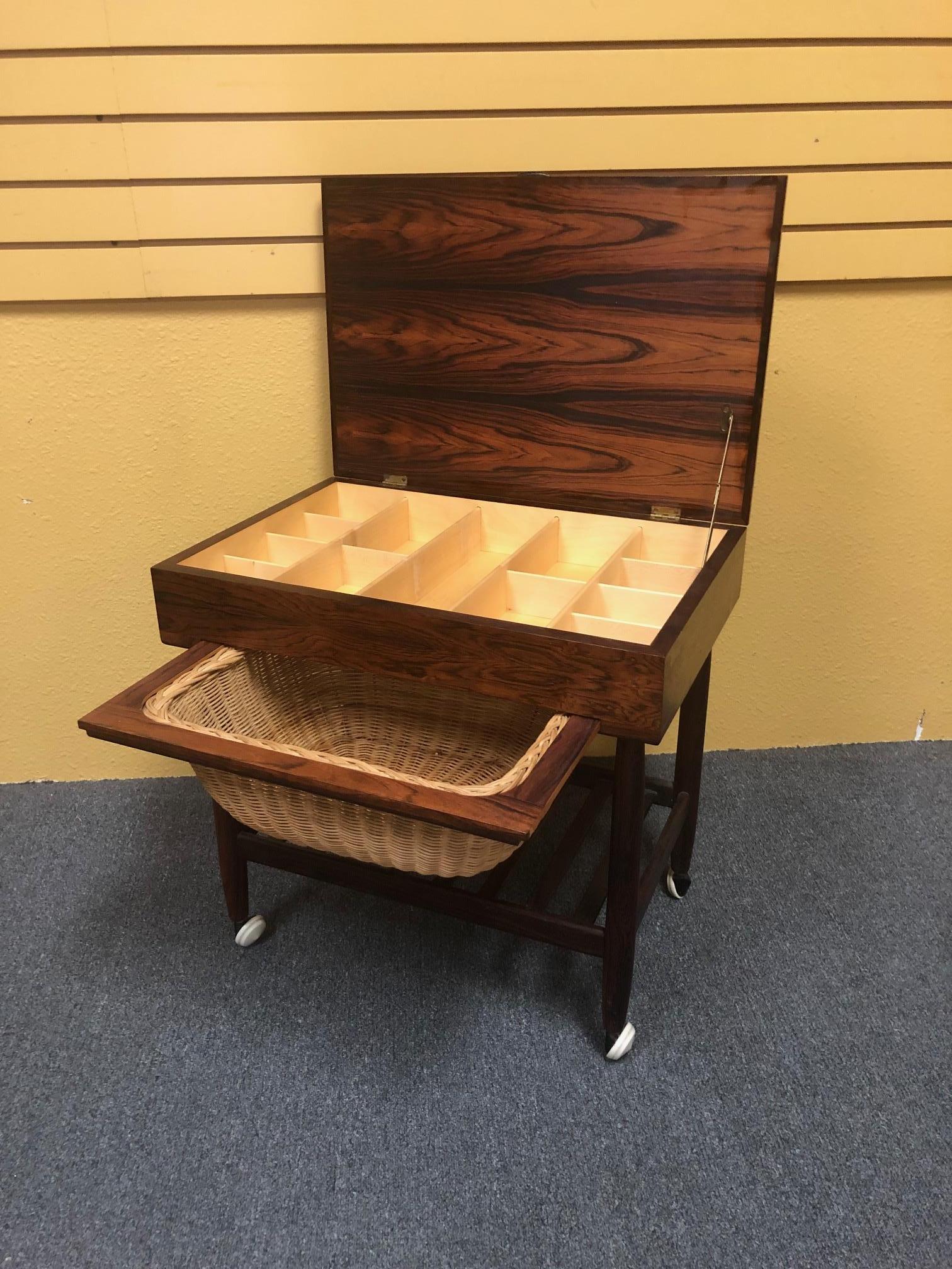 Rosewood Sewing Table by Ejvind Johansson  In Good Condition In San Diego, CA