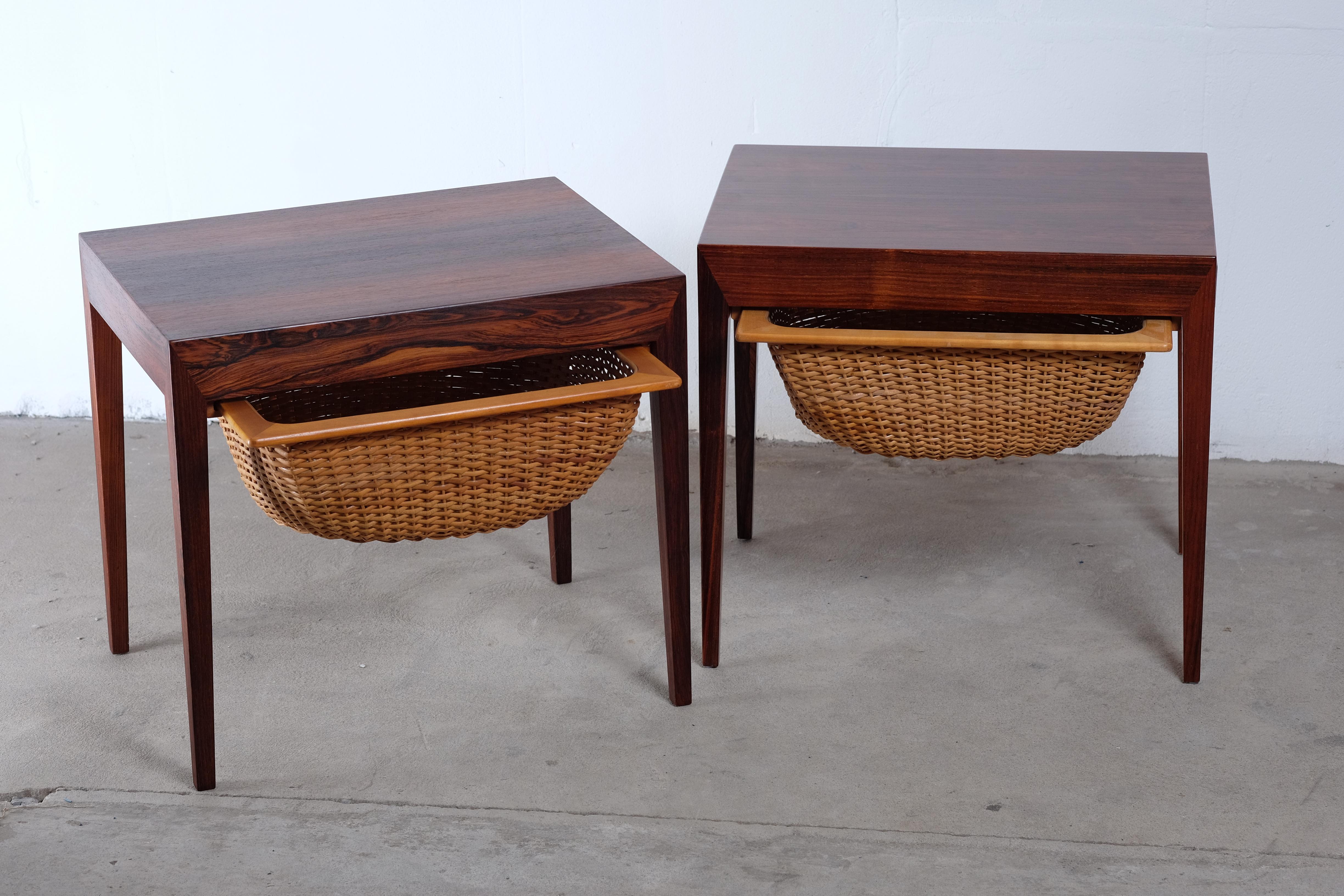 Mid-Century Modern Rosewood Sewing Tables by Severin Hansen for Haslev Møbelsnedkeri, Set of 2