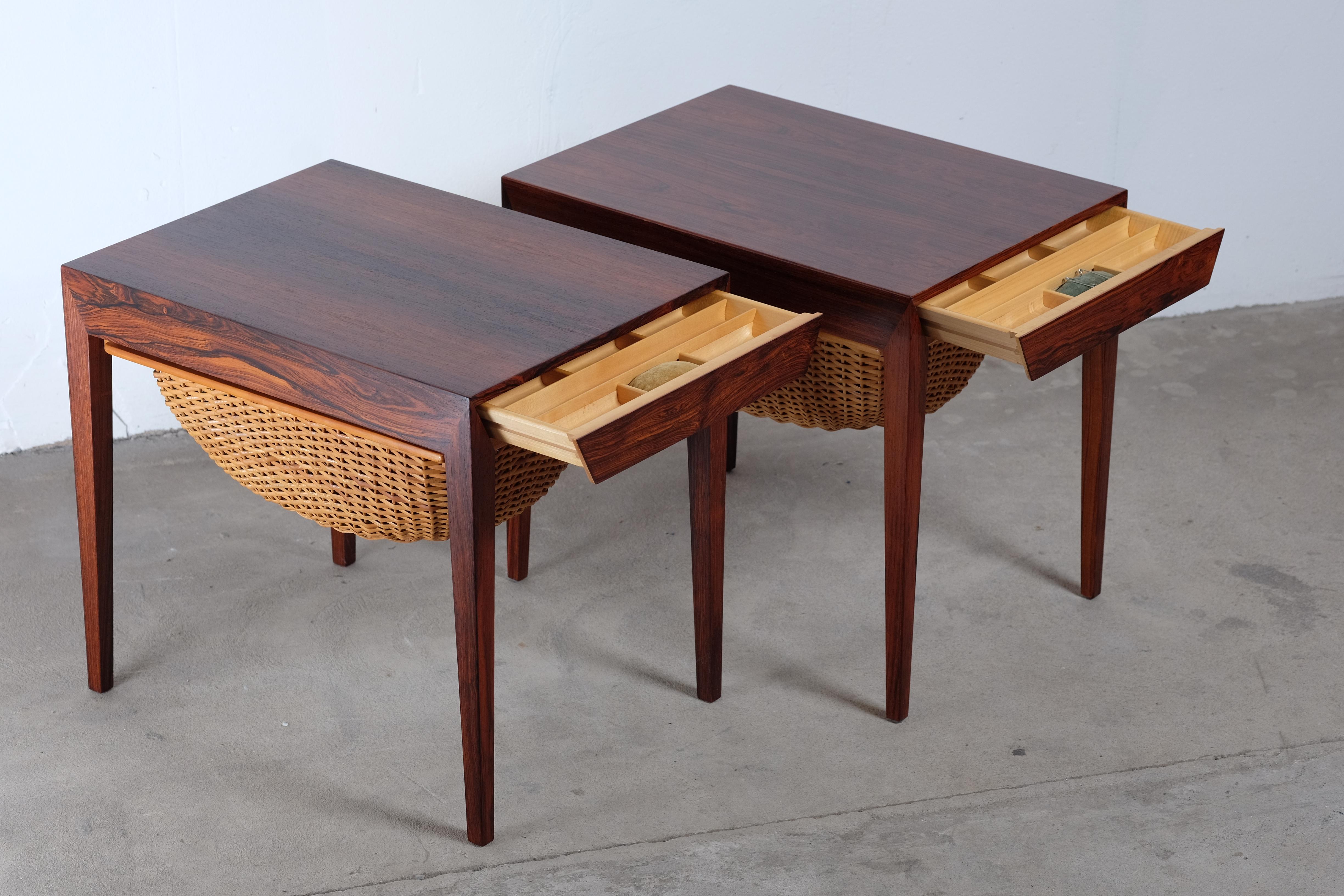 Rosewood Sewing Tables by Severin Hansen for Haslev Møbelsnedkeri, Set of 2 1